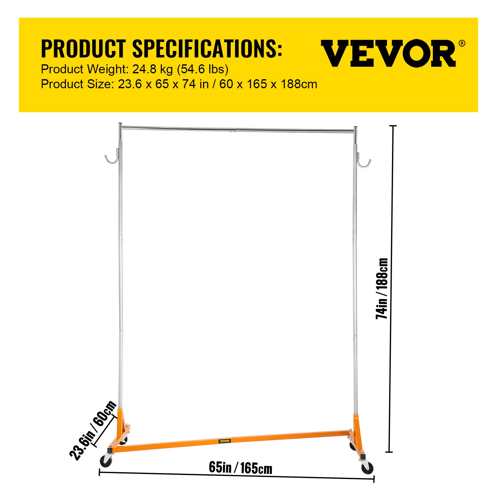 VEVOR Z Rack, Industrial Grade Z Base Garment Rack, Height Adjustable
