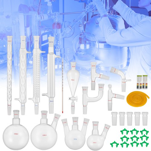 VEVOR 32pcs 24/40 Joints Lab Glassware Kit Organic Chemistry Lab ...