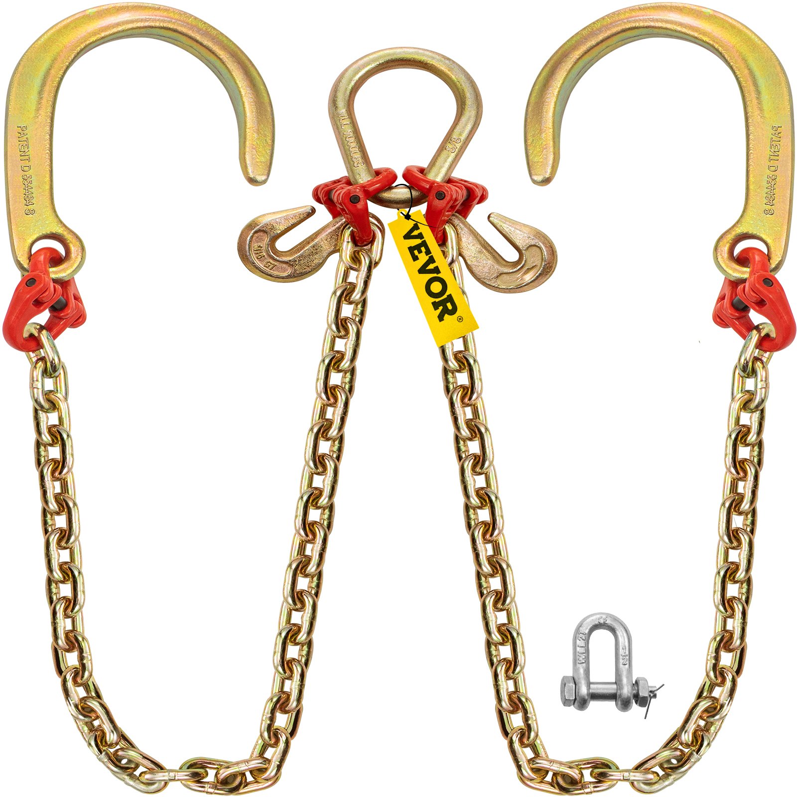 VEVOR V Bridle Chain, 5/16 in x 3 ft Bridle Tow Chain, Grade 80 V