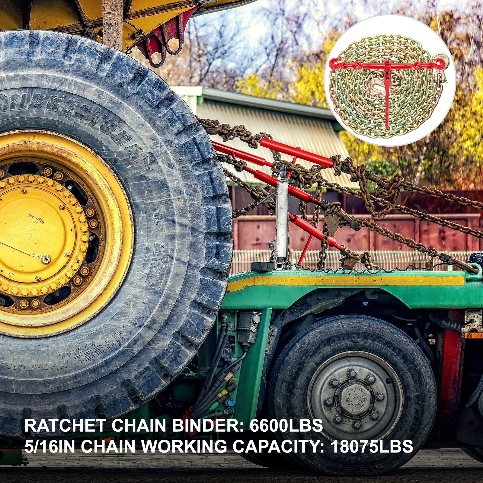 VEVOR Chain and Binder Kit, 5/16in3/8in Ratchet Load Binders with