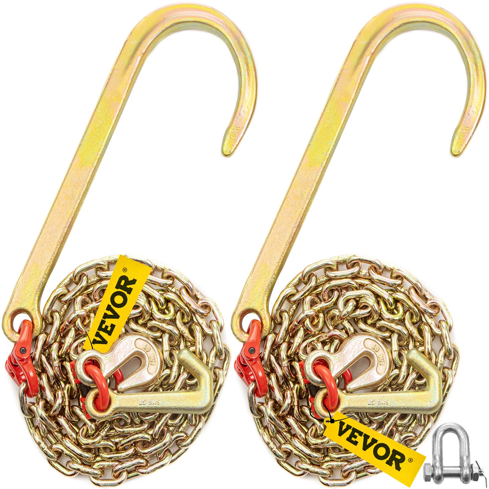 VEVOR J Hook Chain, 5/16 in x 6 ft Tow Chain Bridle, Grade 80 J Hook