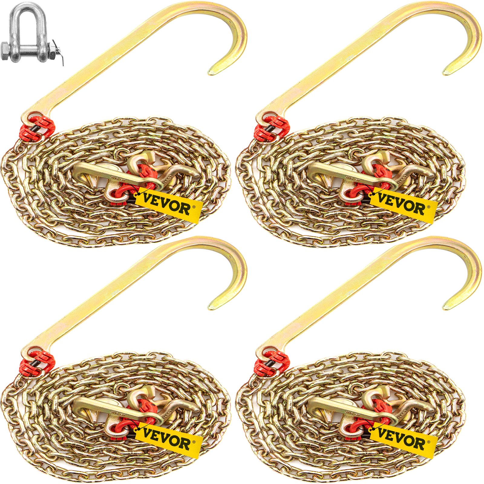 VEVOR J Hook Chain, 5/16 in x 10 ft Tow Chain Bridle, Grade 80 J Hook Transport Chain, 9260 Lbs