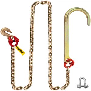 Tow Truck 5/16" Grade 70 Tow Chain - 2ft V-Bridle With J-Hooks & Grab Hooks (4,700 Lb Capacity) Trailer Chains With Hooks - Foto 5