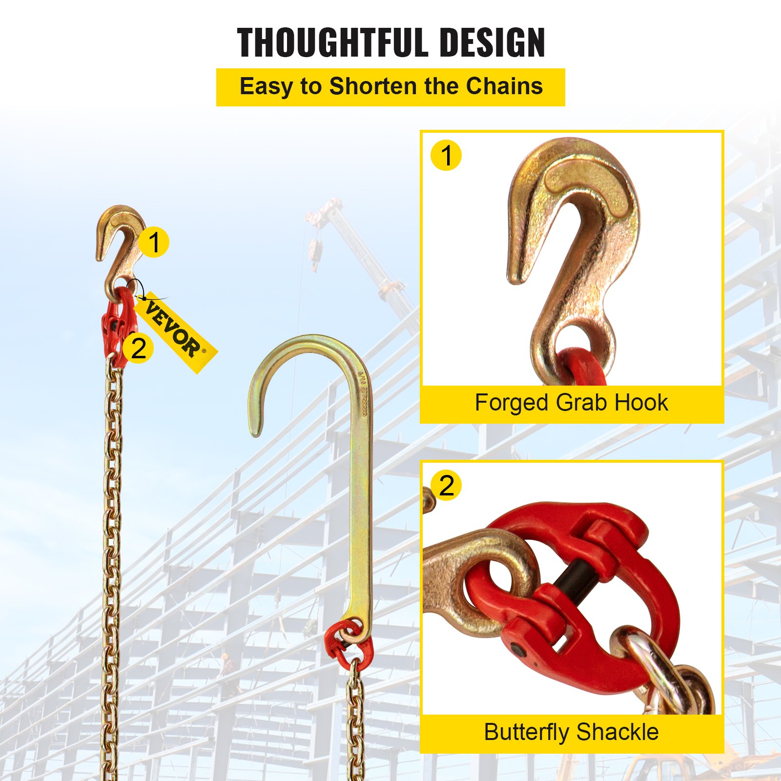 G70 5/16′ ′ Tow Chain V Bridle Tension Lashing Binder Chain - China Tow