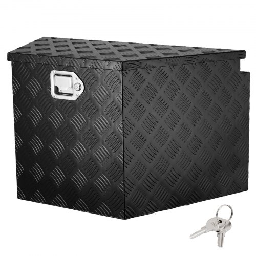 VEVOR Trailer Tongue Box Aluminum Alloy Diamond Plate Tongue Box Tool Chest Heavy Duty Trailer Box Storage with Lock and Keys Utility Trailer