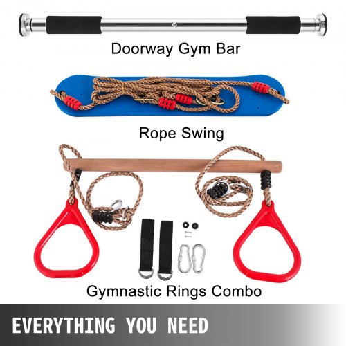 VEVOR Trapeze Swing Bar with Rings, Trapeze Swing Bar for Kids