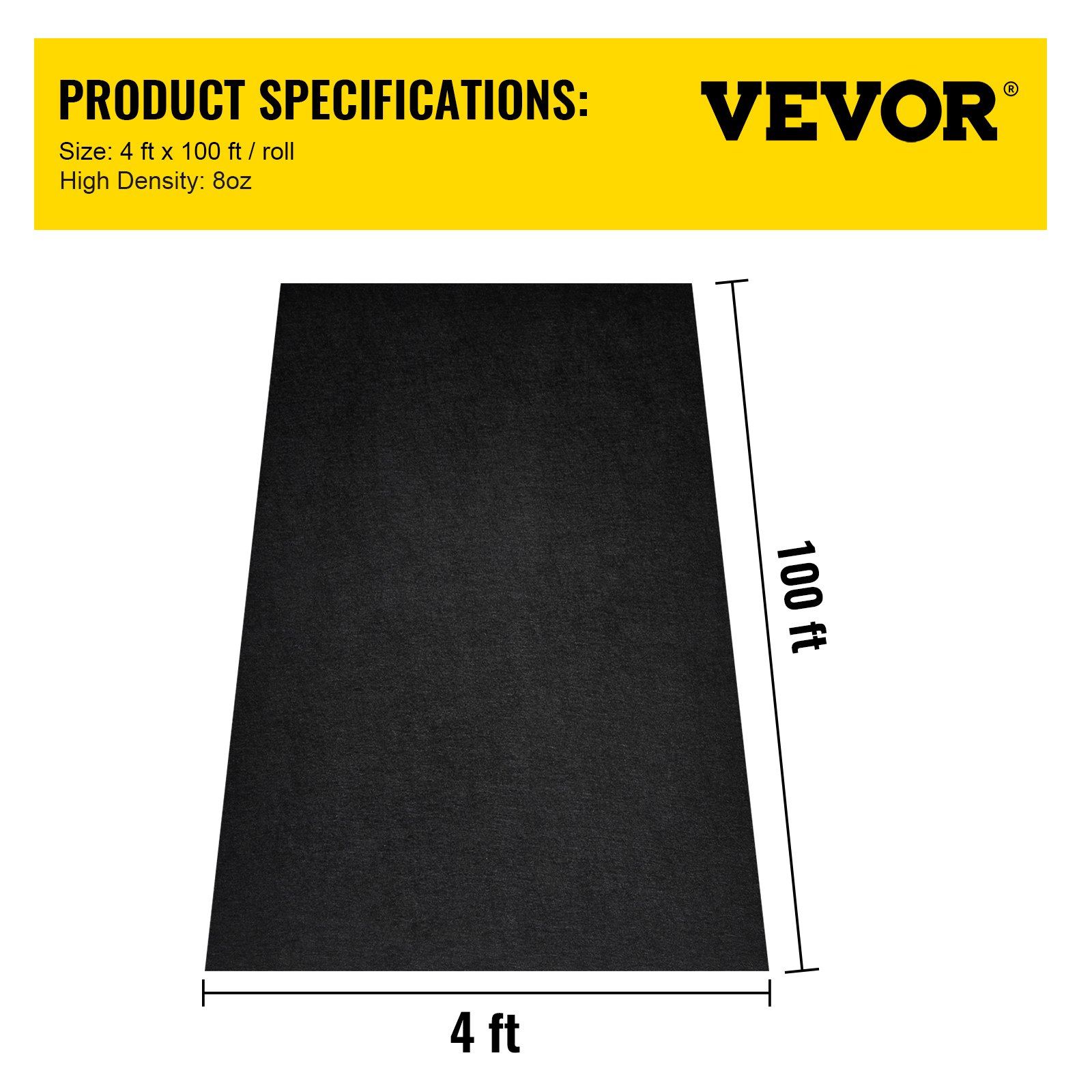 VEVOR Geotextile Landscape Fabric Membrane Soakaway Non-woven 4' x 100 ...