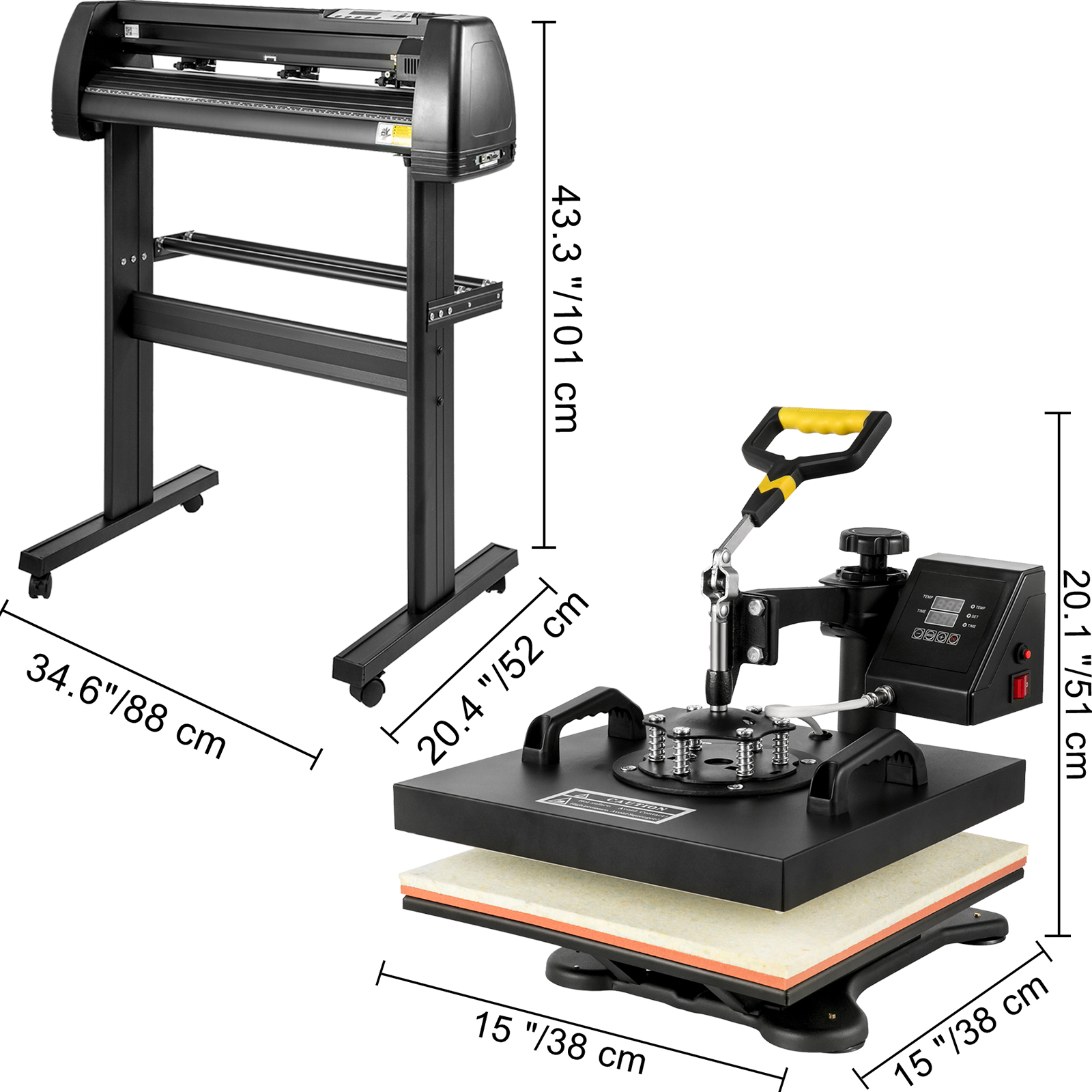 5in1 Heat Press 15"x15" 28" Vinyl Cutter Plotter Tshirt Sticker Print