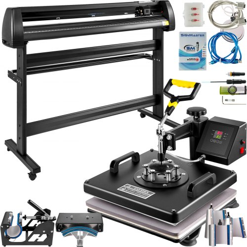 8 In 1 Heat Press 15"x15" Sublimation Machine + 53" Vinyl Cutter