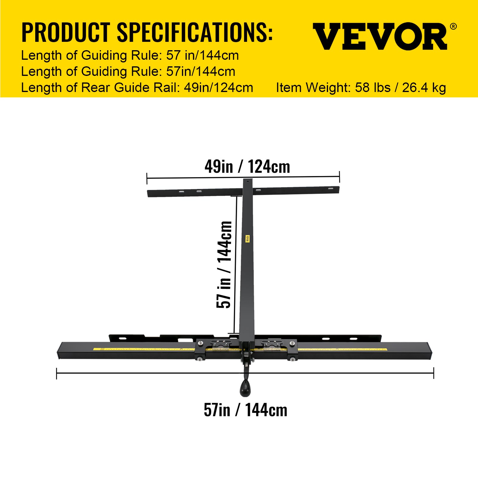 VEVOR Table Saw Fence System, 57"×57" Classic Table Saw Fence Rail