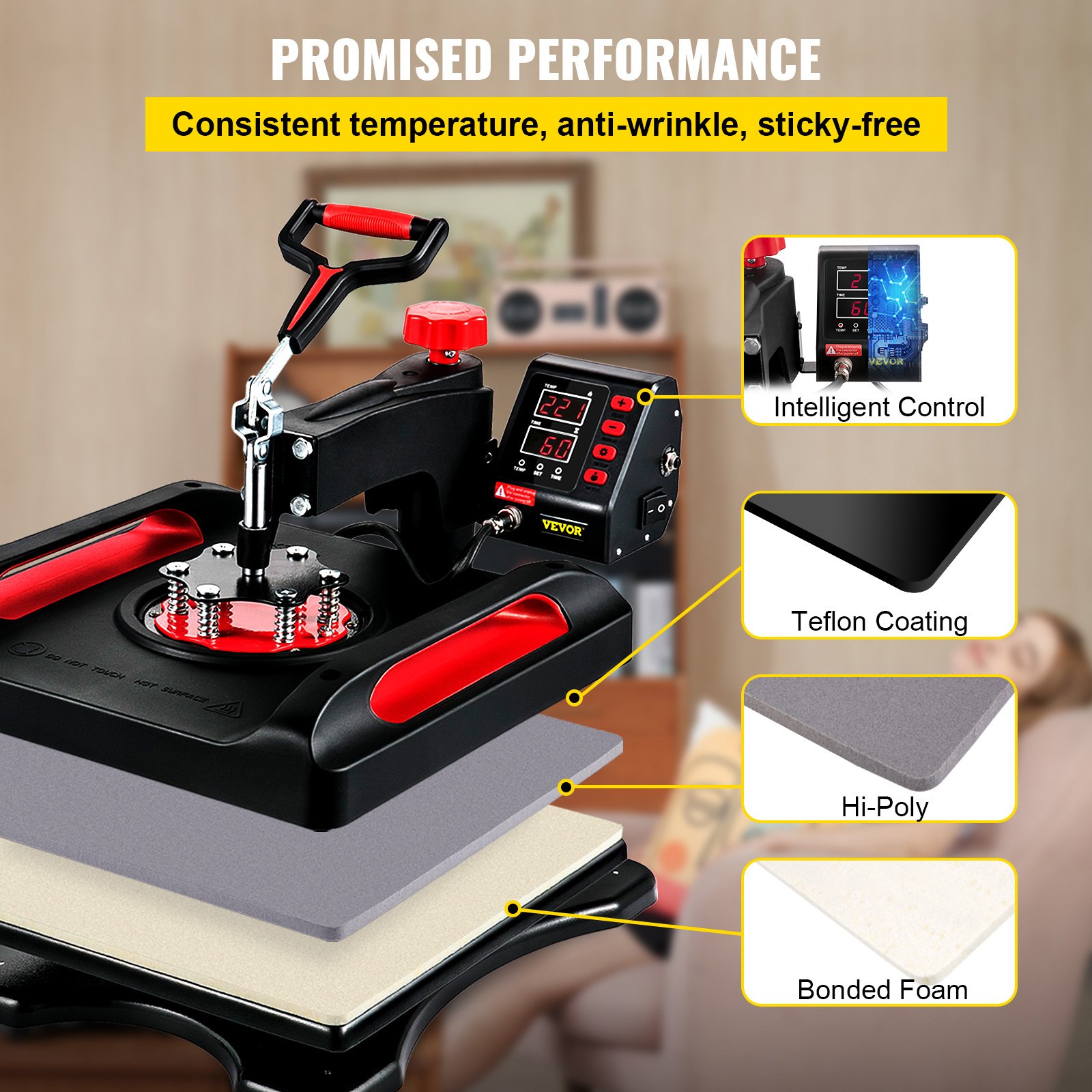 Vevor Pro Heat Press Machine 15 X 15 Inches Fast Heating 5 In 1 Combo 360 Swing Away Digital 7305