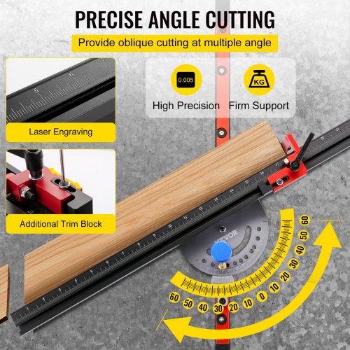 Vevor Table Saw Circular Router Miter Gauge 24" Woodworking Track Angle ...