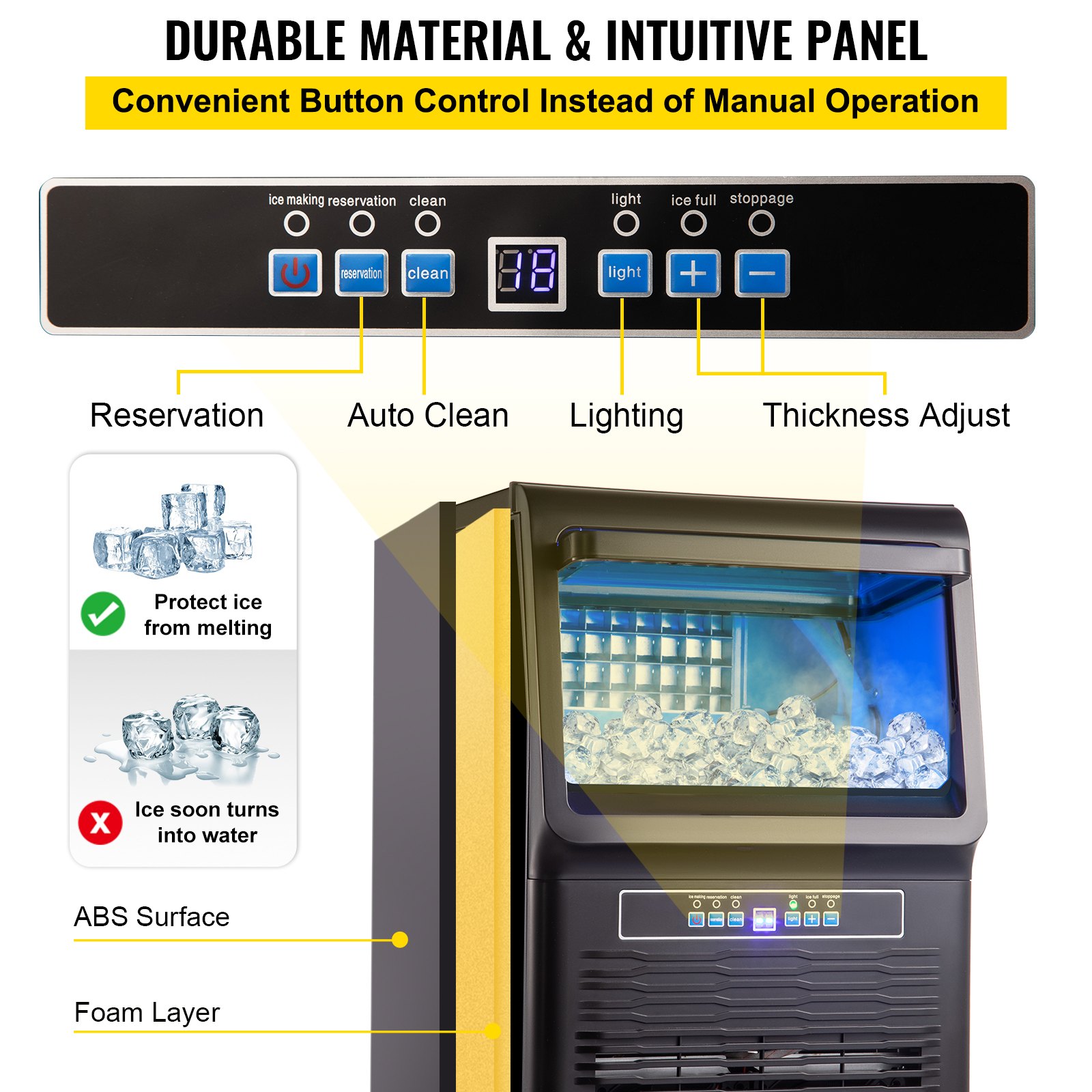 VEVOR VEVOR Countertop Ice Maker Automatic Ice Machine 70 LBS Builtin