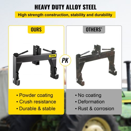 VEVOR Category 1 And 2, 3 Point Quick Hitch, 3000 LB Heavy Duty Alloy ...