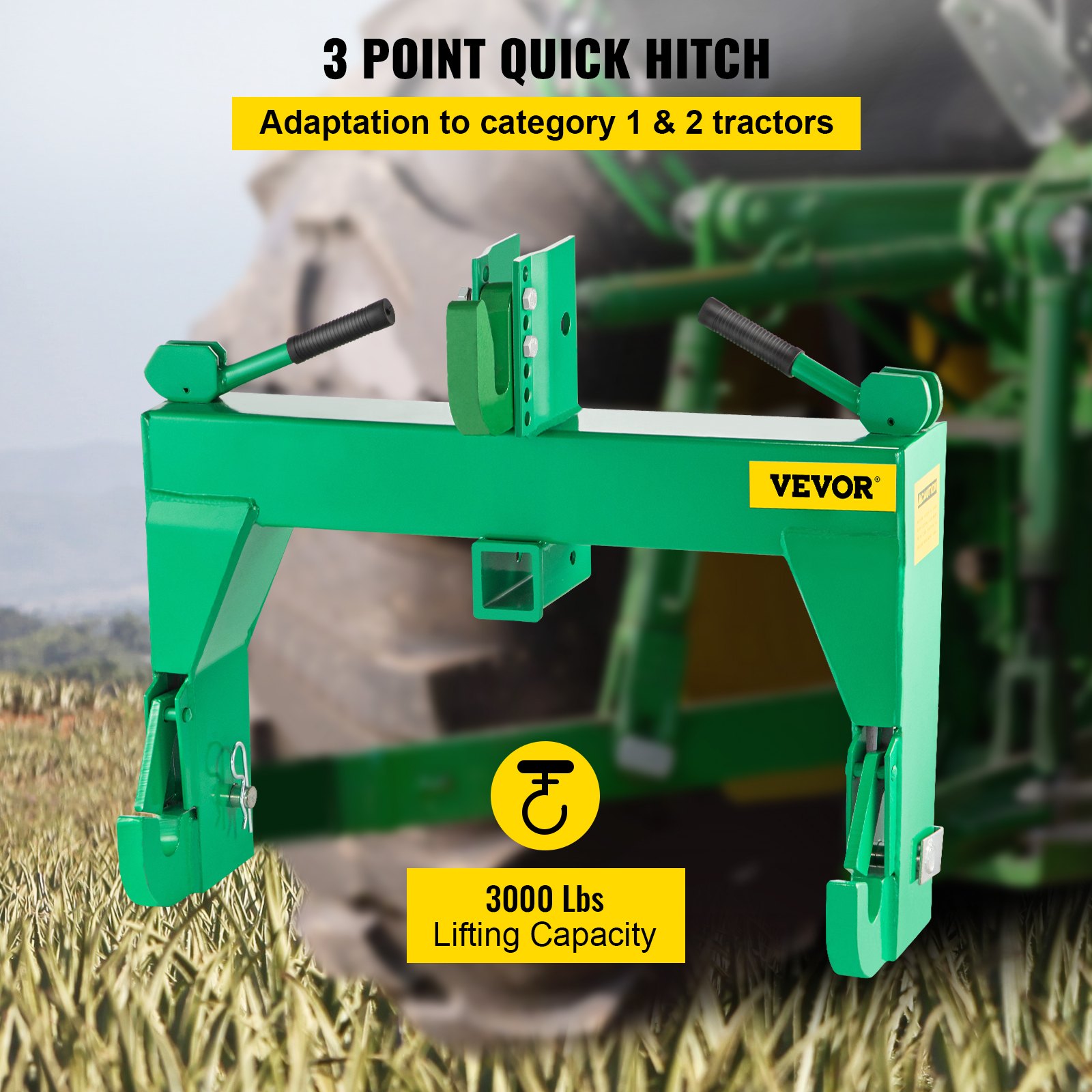 VEVOR 3Point Quick Hitch, 3000 LBS Lifting Capacity Tractor Quick