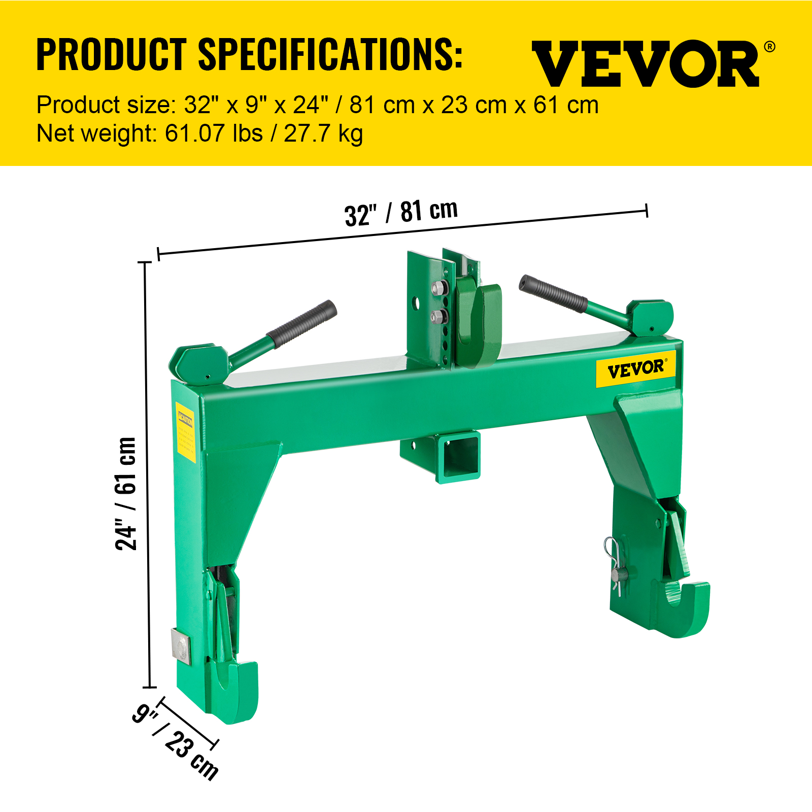 VEVOR 3Point Quick Hitch Tractor Quick Hitch Fit for Category 1 & 2