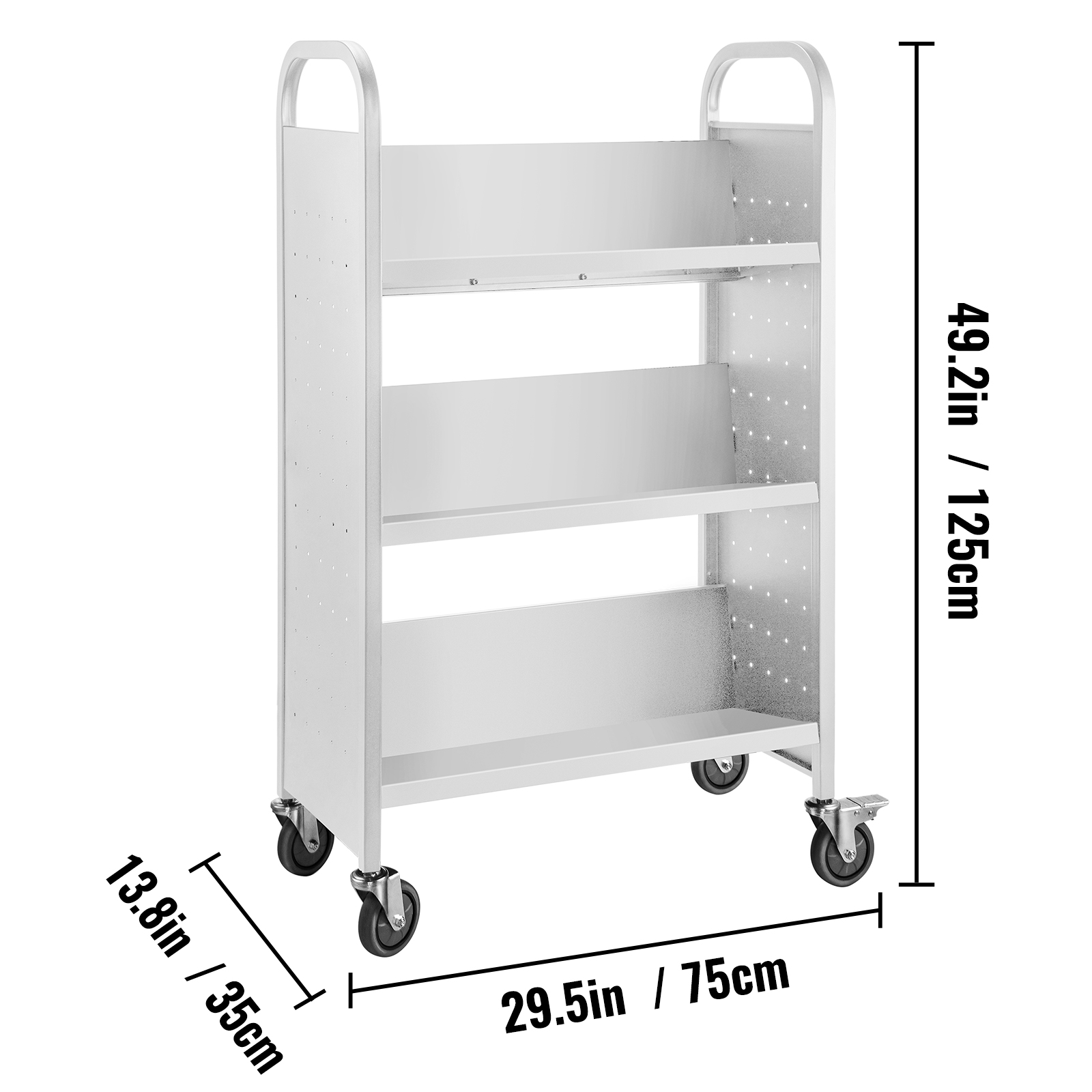 VEVOR Book Cart Library Cart 200 lbs Capacity with VShaped Shelves in