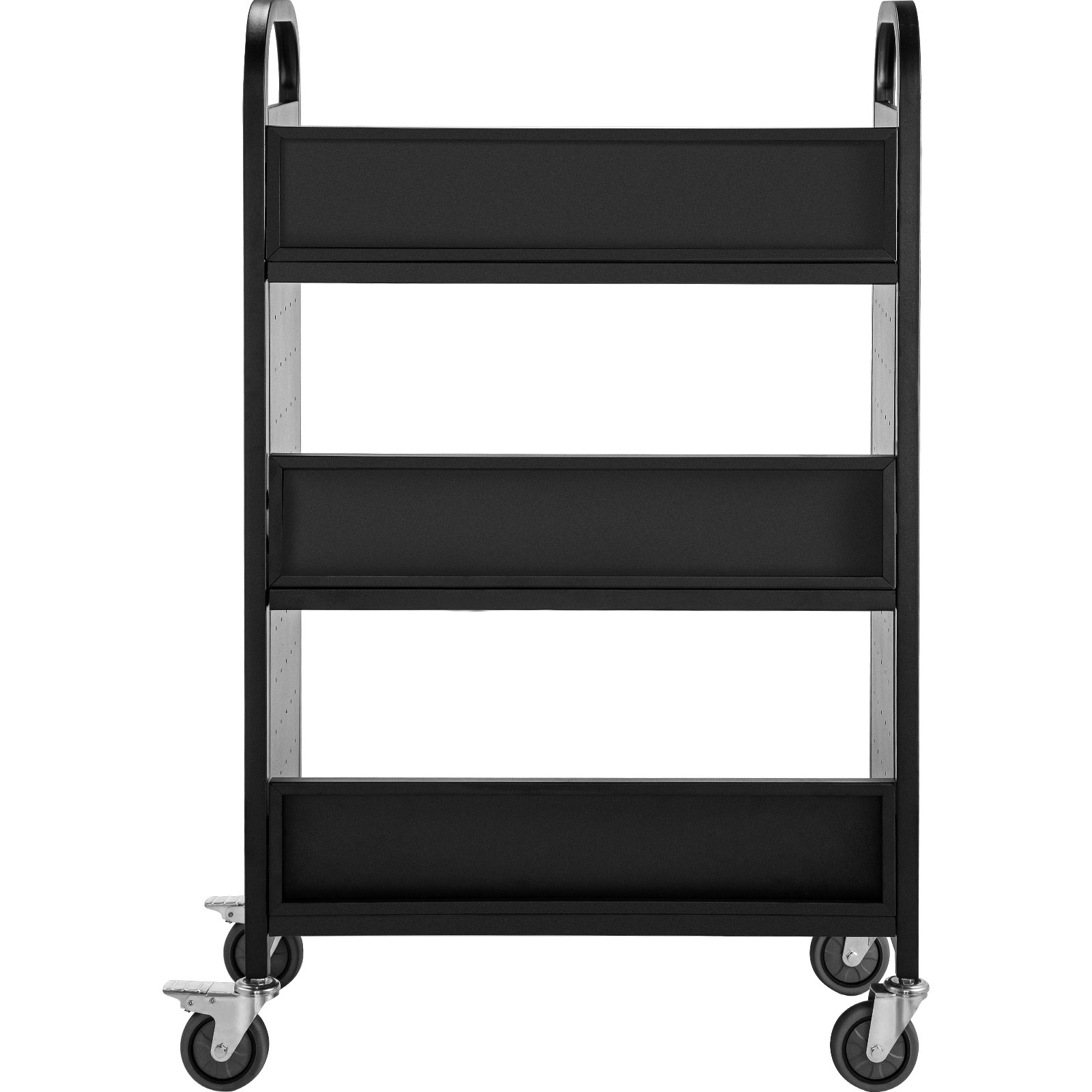 Book Cart Library Cart 200lb with Single Sided VShaped Sloped Shelves