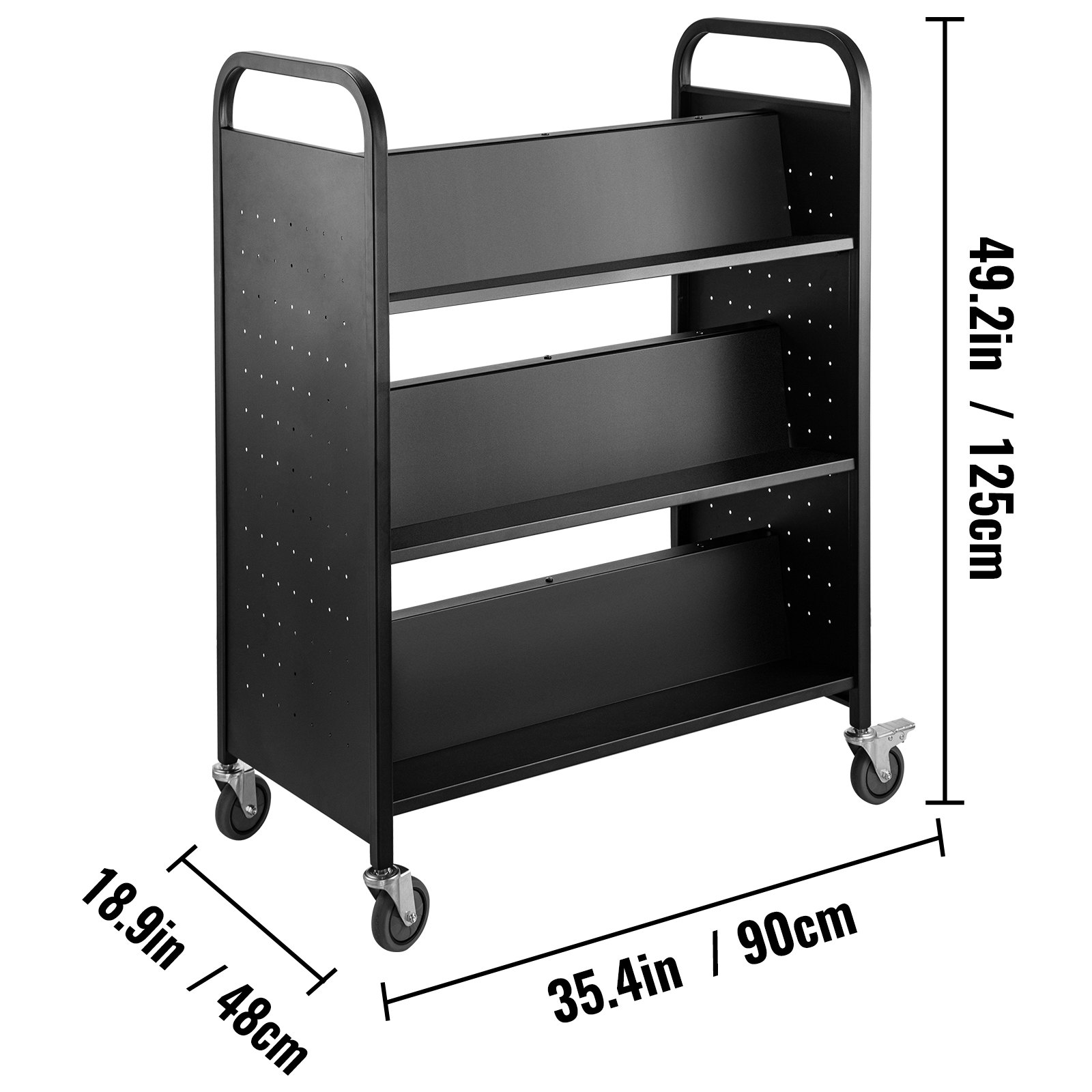 VEVOR Book Cart, 200LBS Library Cart, 49.2''x35.4''x18.9'' Rolling Book
