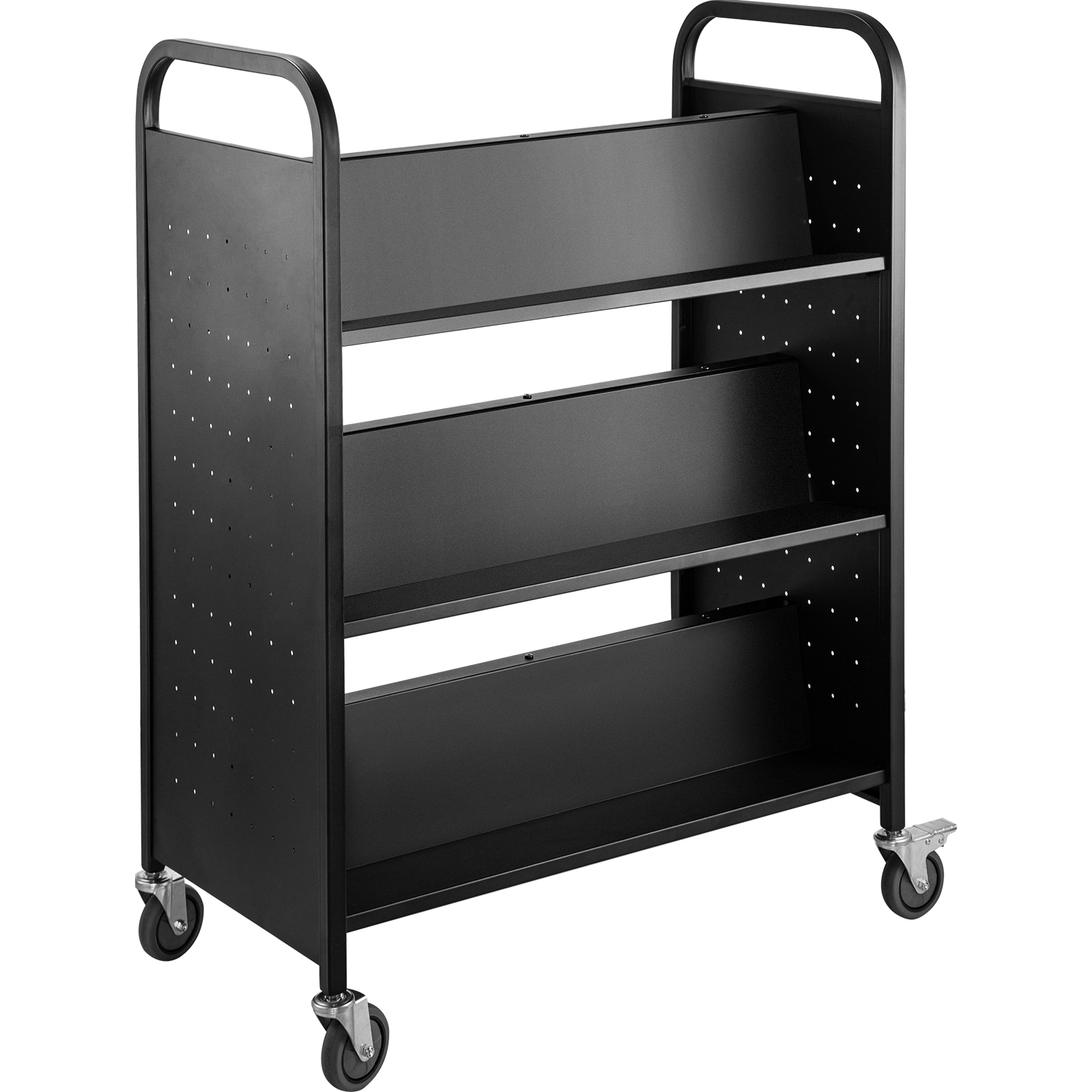 VEVOR Book Cart Library Cart 200lb w/ Double Sided WShaped Sloped