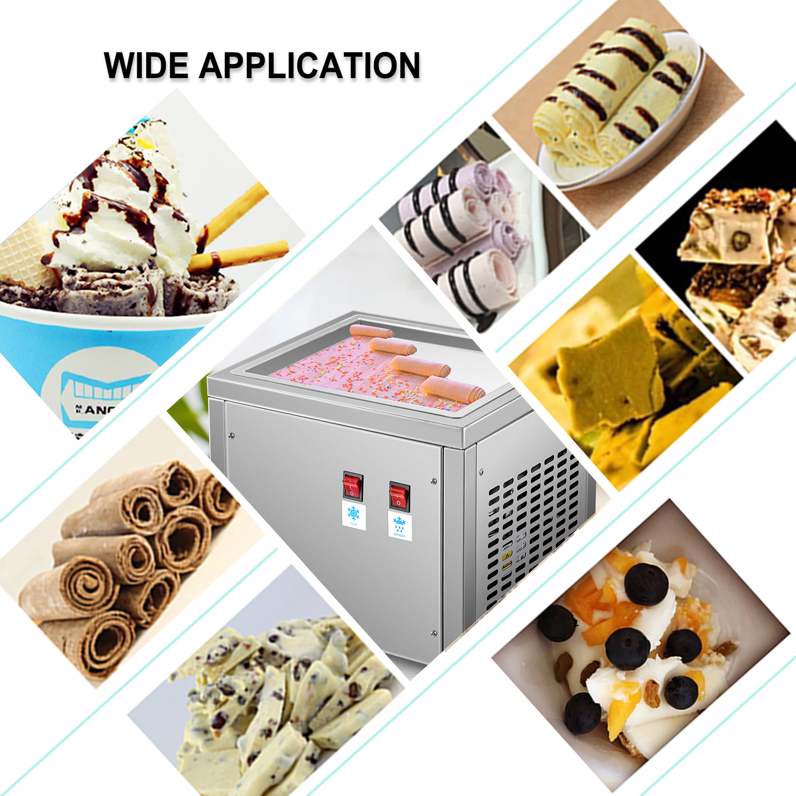 VEVOR Commercial Ice Roll Maker, StirFried Ice Cream Roll Machine with