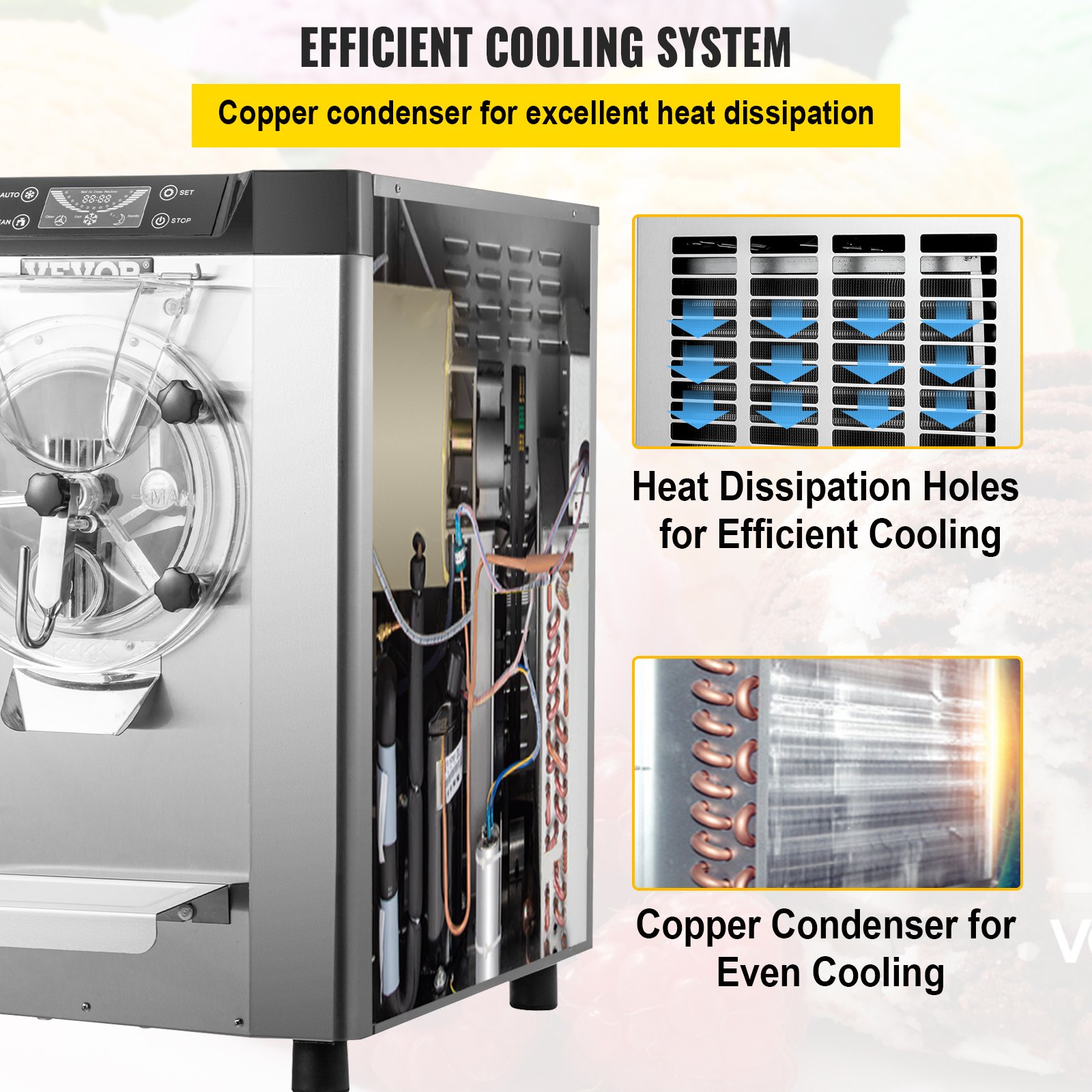 VEVOR Commercial Hard Ice Cream Machine Hard Serve Ice Cream Maker w/ 4