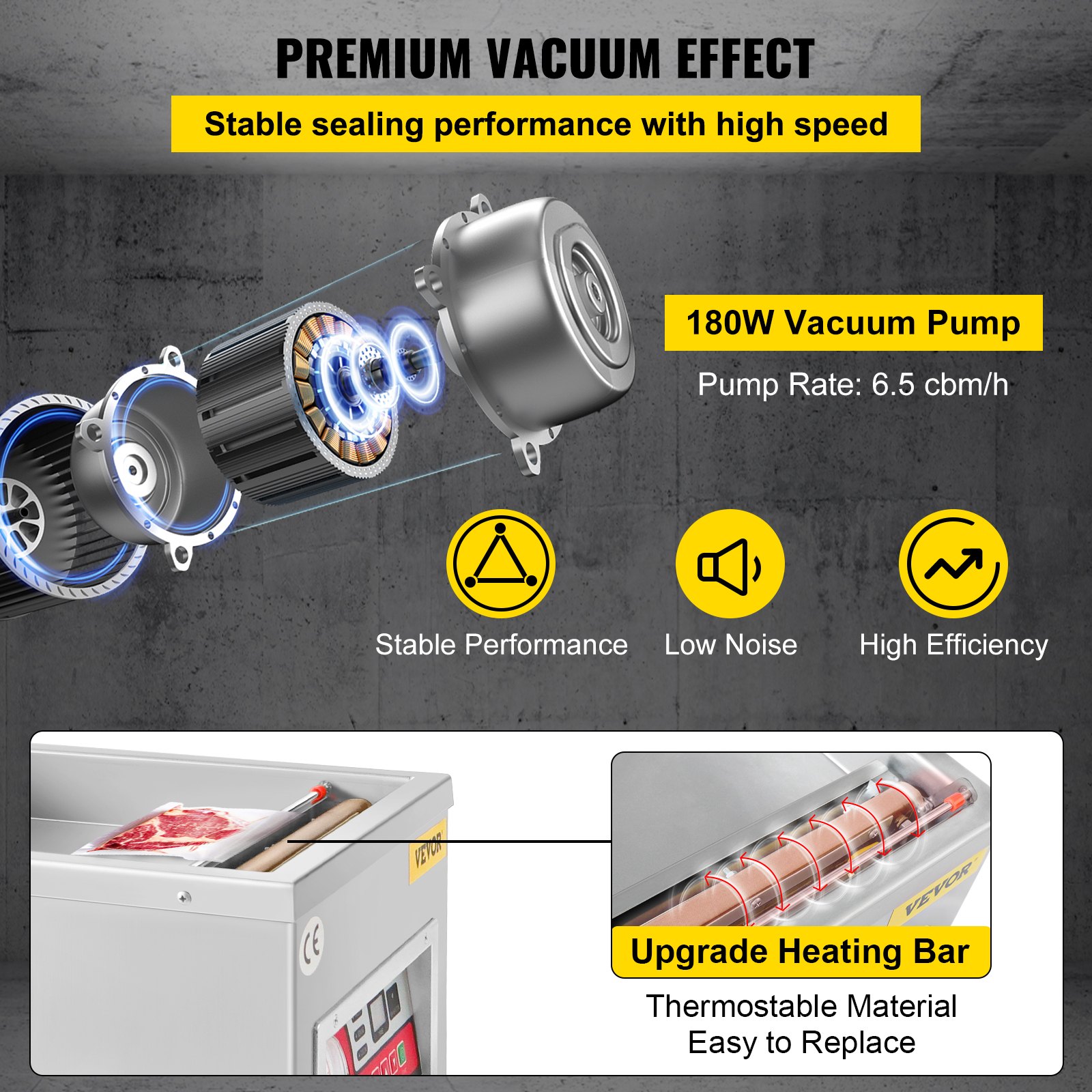 VEVOR Chamber Vacuum Sealer Vacuum Packaging Machine 6.5 cbm/h Pump ...