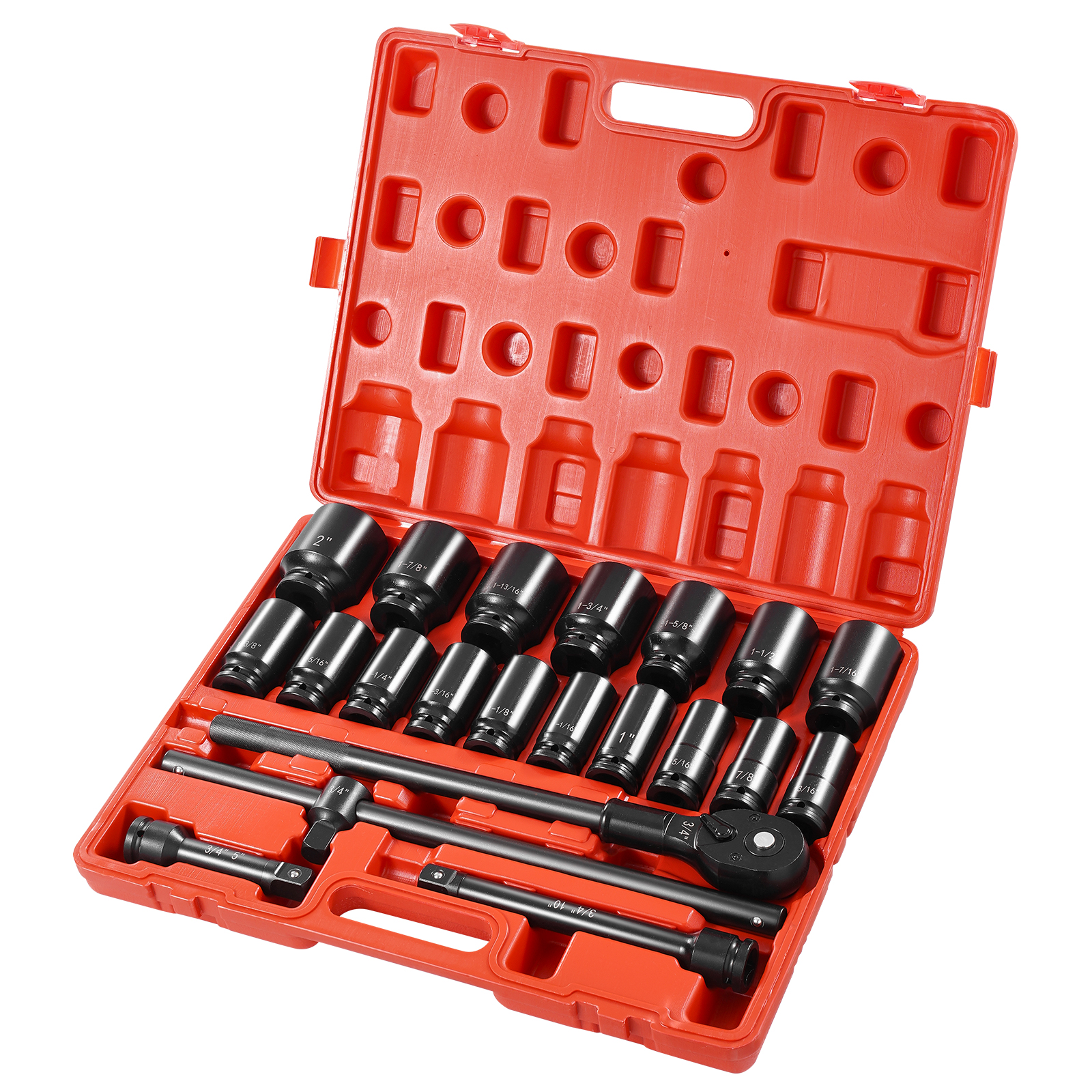 VEVOR Impact Socket Set 3/4 Inches 22 Piece Deep Impact Sockets, Socket ...