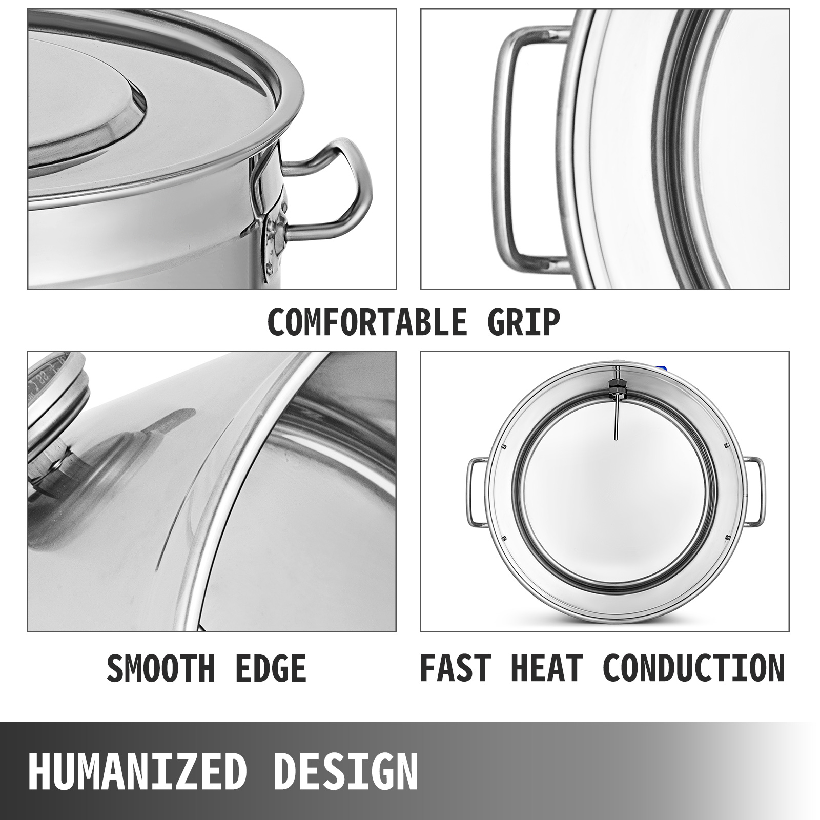 74 Qt Stock Pot Stainless Steel Home Brew Kettle Brewing Stock Pot Beer Wine Set VEVOR US