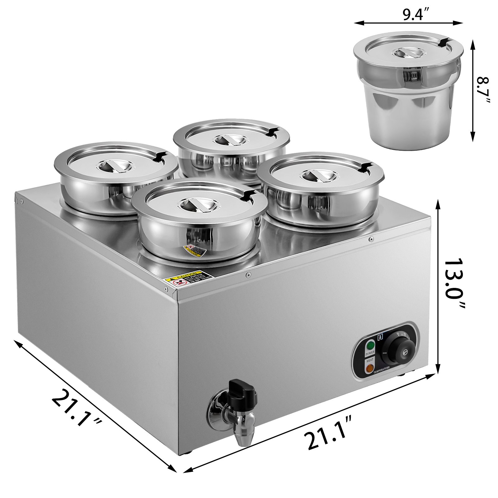 VEVOR 110V Commercial Soup Warmer 29.6 Qt Capacity, 1500W Electric Food