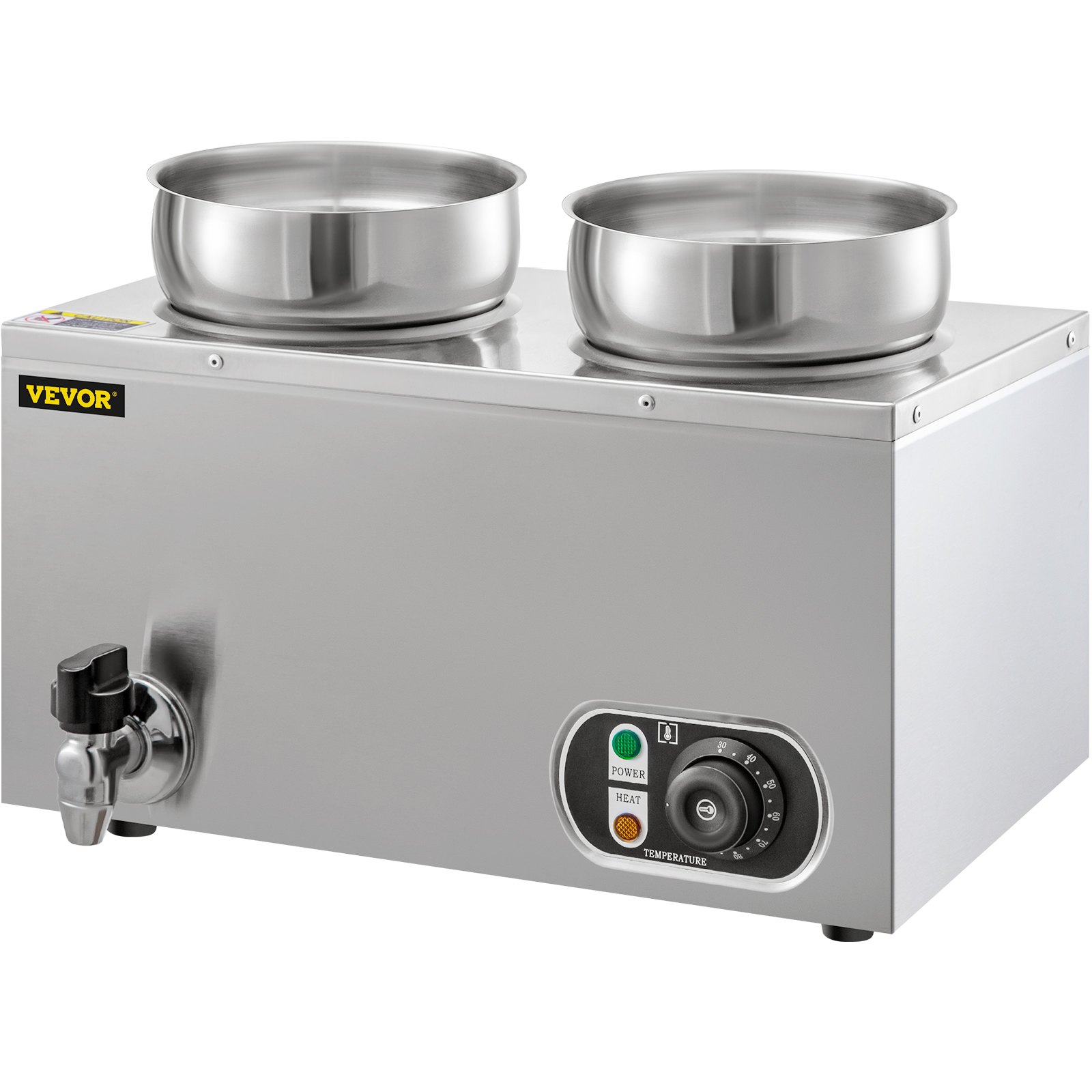 VEVOR Commercial Soup Warmer, 2 x 4.2 Qt Round Pots, Restaurant Soup