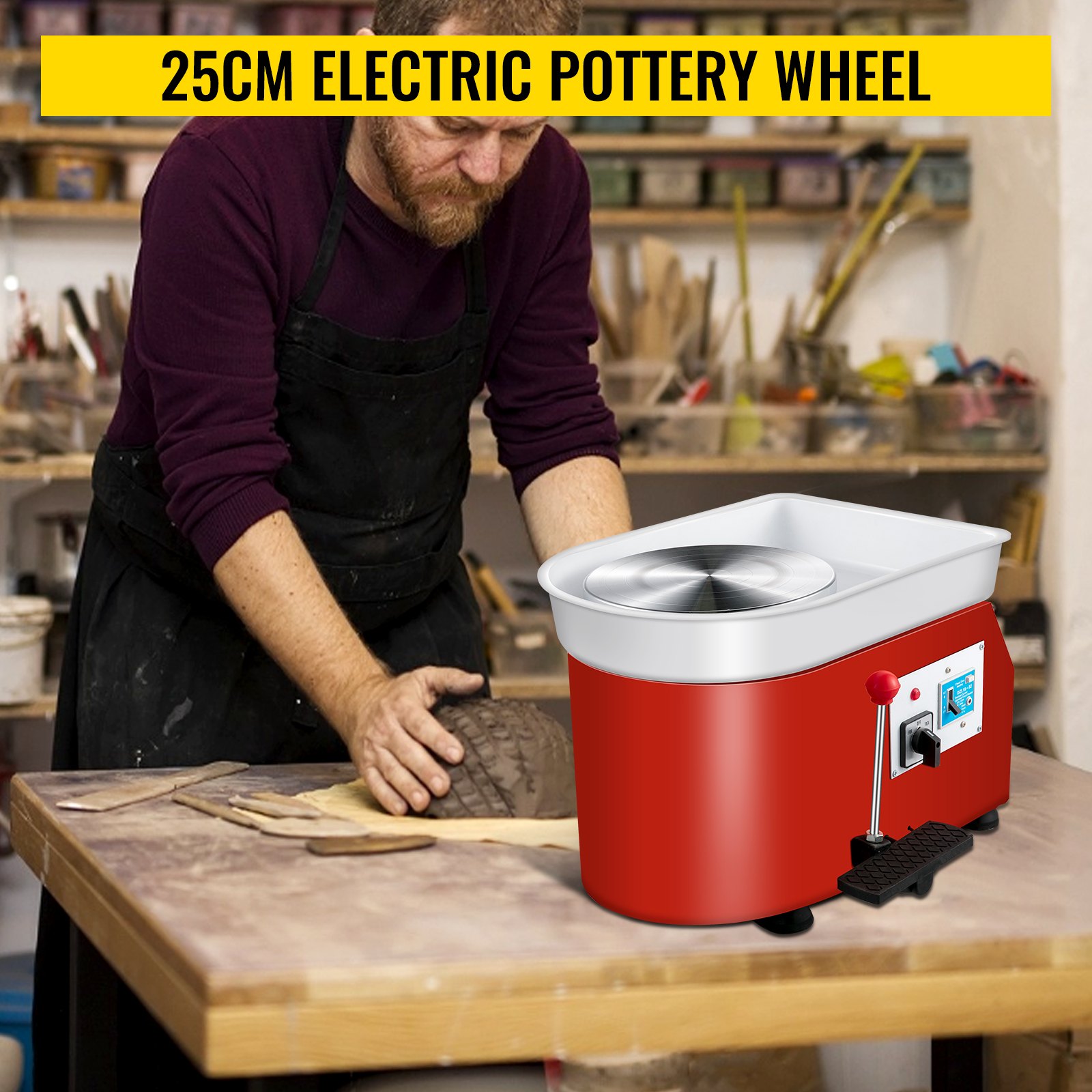 VEVOR Pottery Wheel 25cm Pottery Forming Machine 250W Electric Pottery