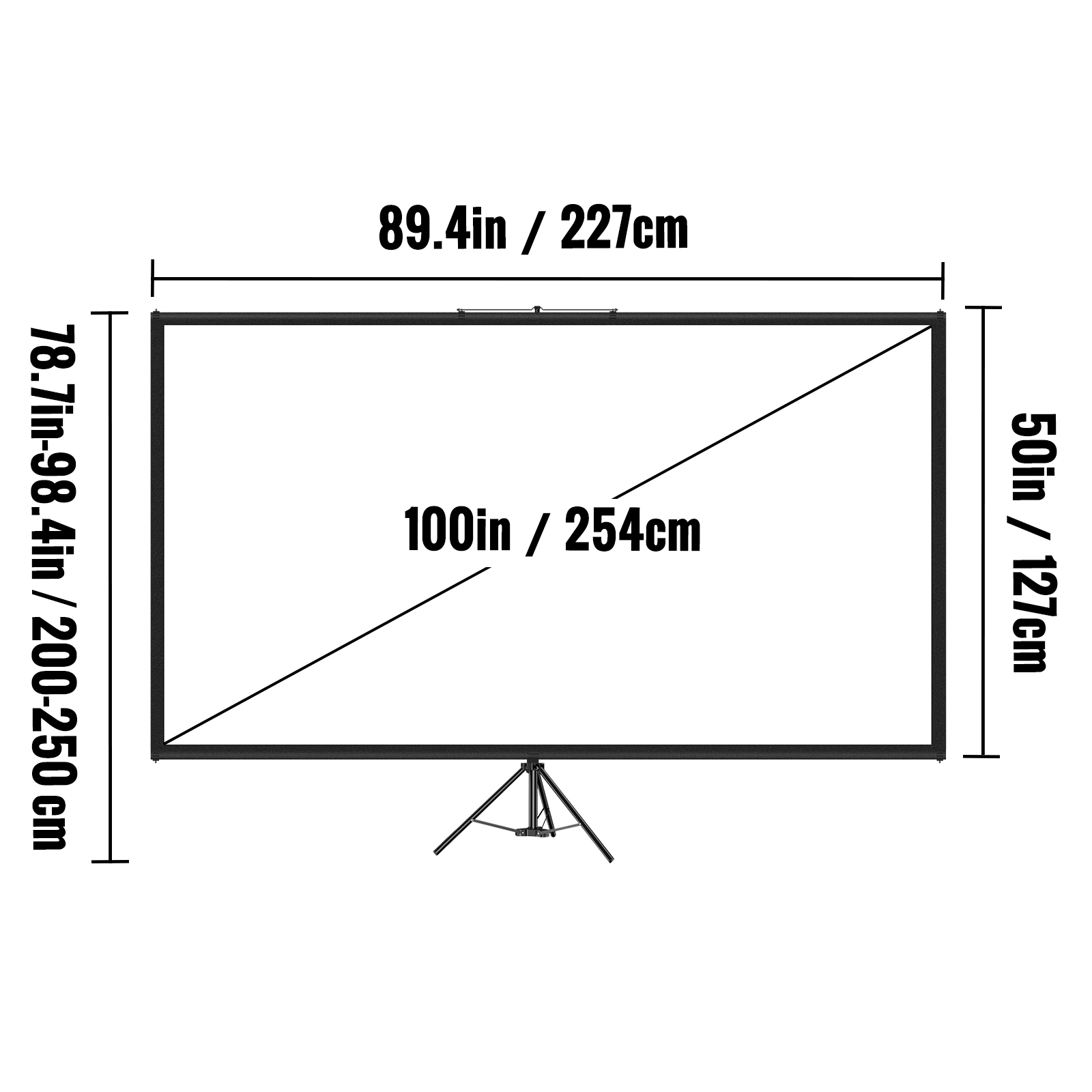 VEVOR Tripod Projector Screen with Stand 100inch 169 4K HD Projection