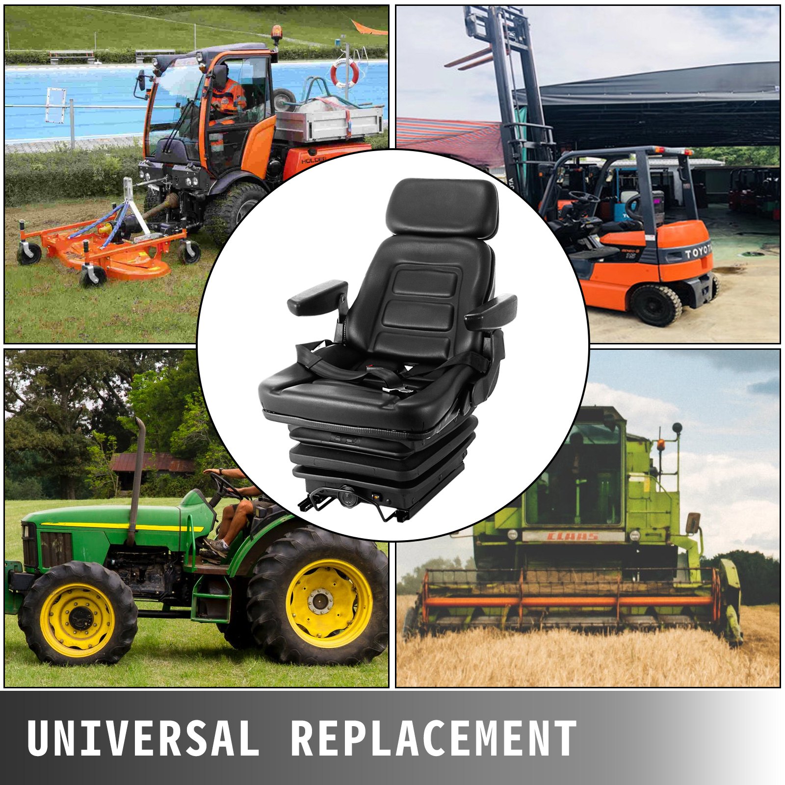 VEVOR Suspension For Seat Excavator Forklift Wheel Loader Dozer Backhoe
