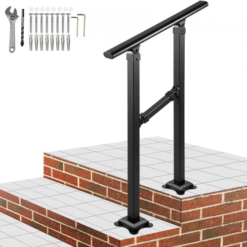 VEVOR Outdoor Stair Railing, Fits for 0-2 Step Transitional Wrought ...