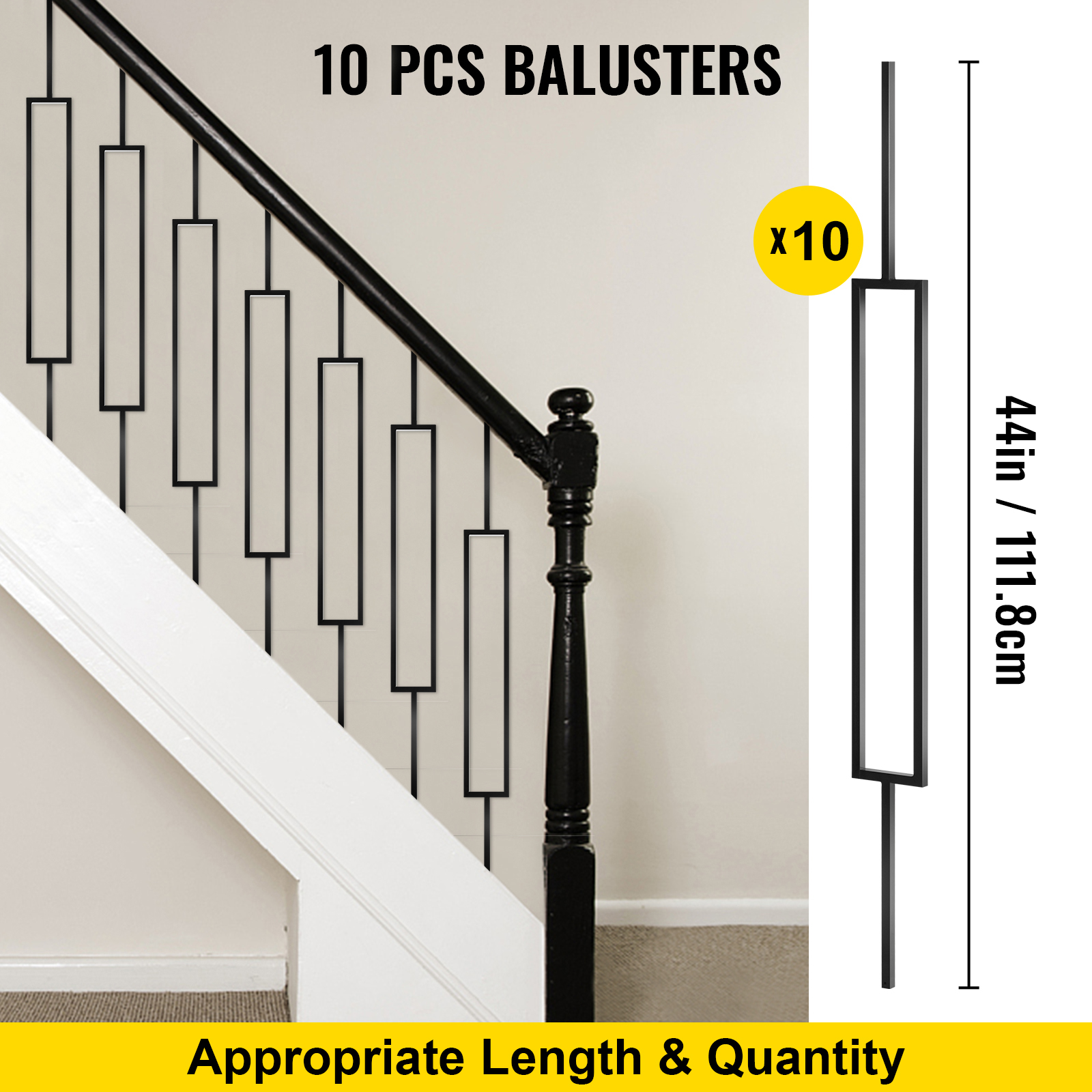 Vevor Iron Balusters Single Rectangle Hollow 44 In X 1/2 In Square 10