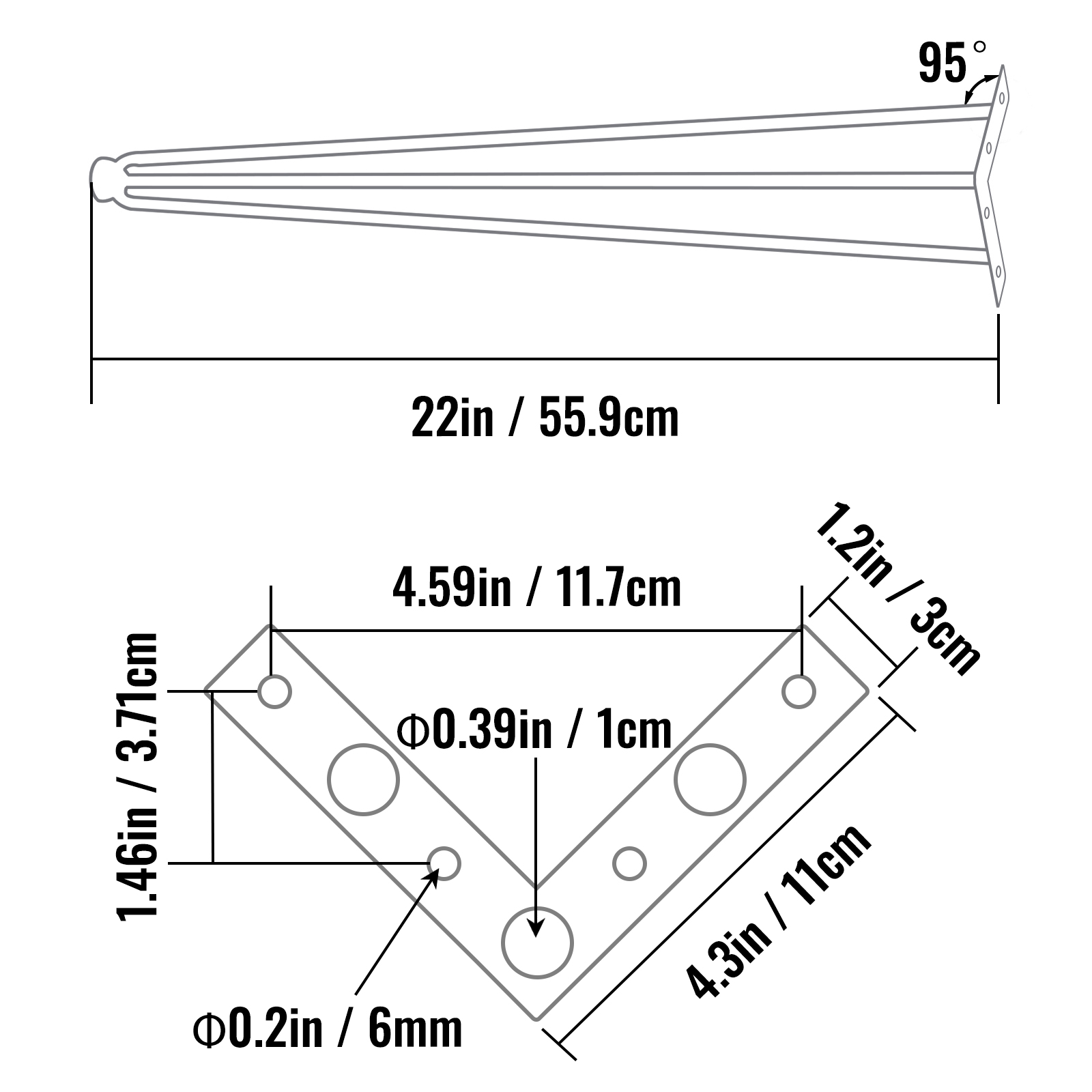 VEVOR Hairpin Table Legs 22 inch, Set of 4 DIY Desk Table Legs 3 Rods