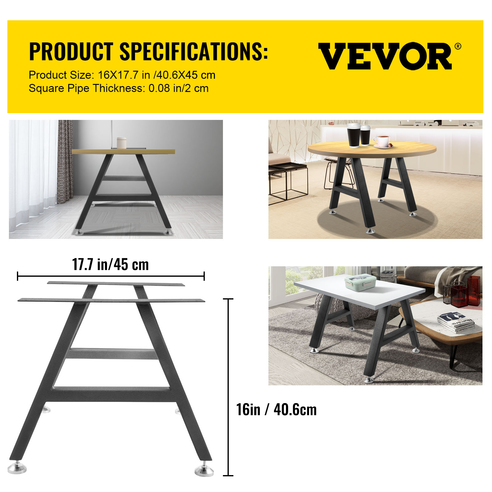 Vevor Metal Table Legs Dining Table Legs 16"x17.7" Ashaped Desk Legs