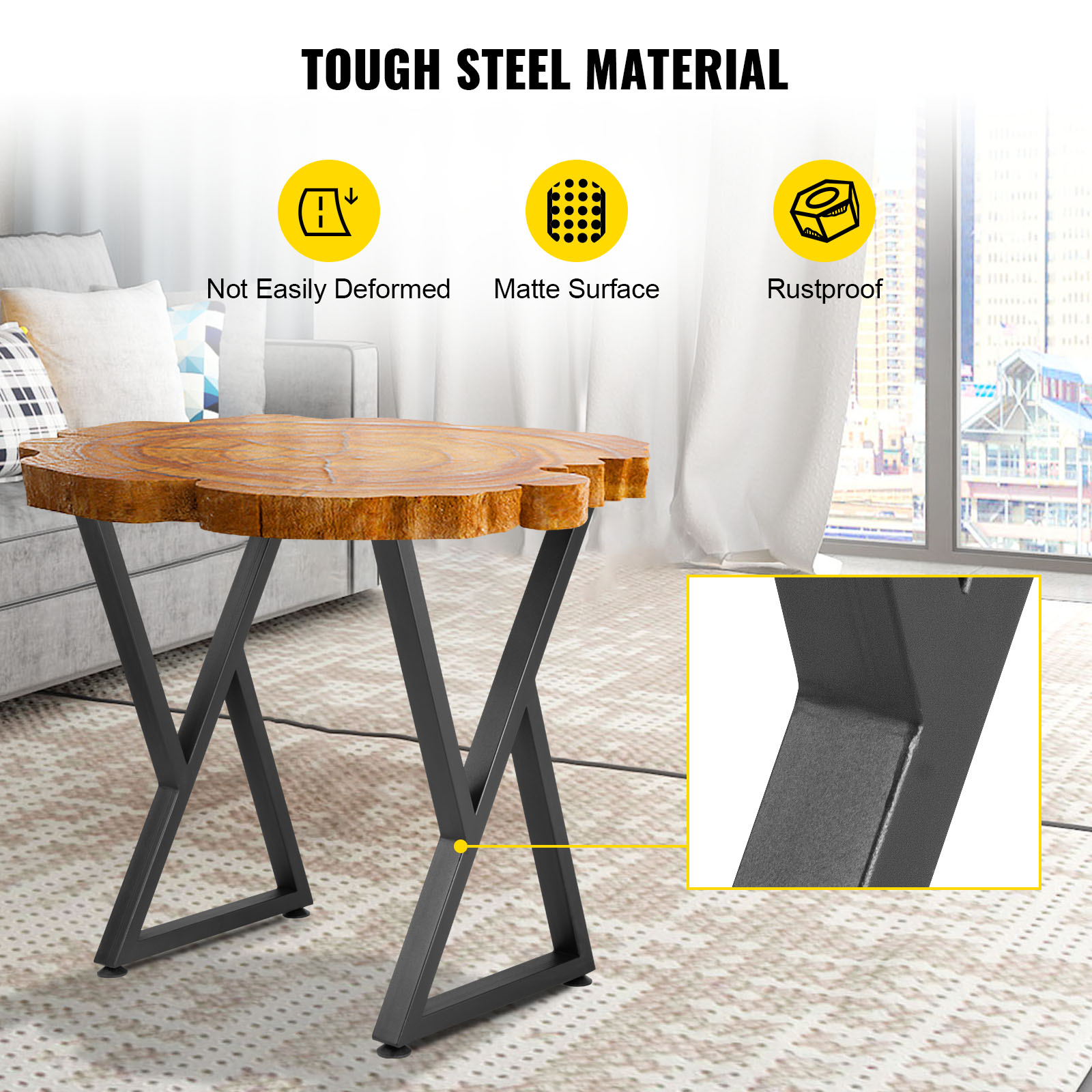 VEVOR Metal Table Legs, 28x18 inch Desk Legs, Set of 2, Heavy Duty