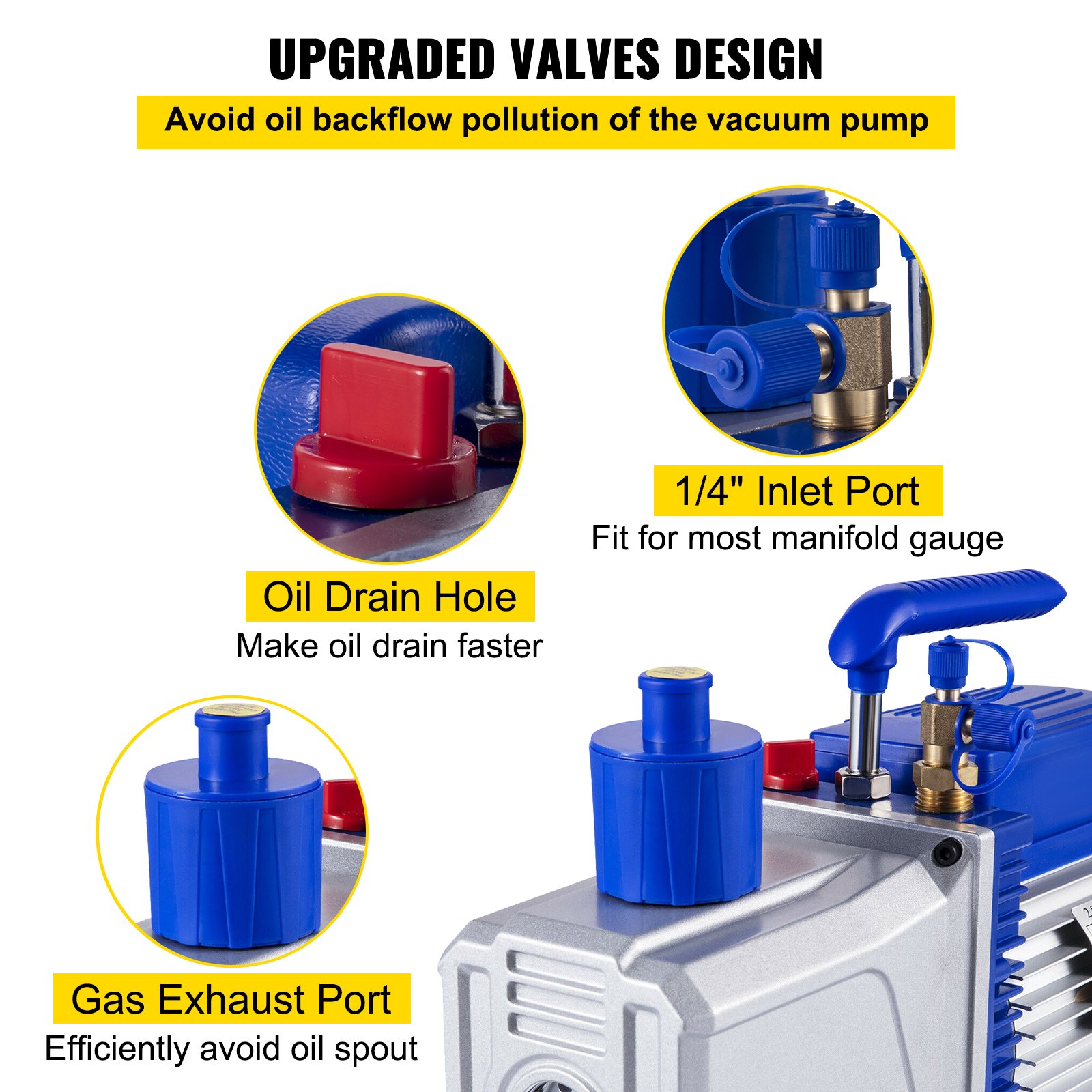 VEVOR Vacuum Pump 12 CFM 1 HP Double Stage Air Conditioning Vacuum Pump