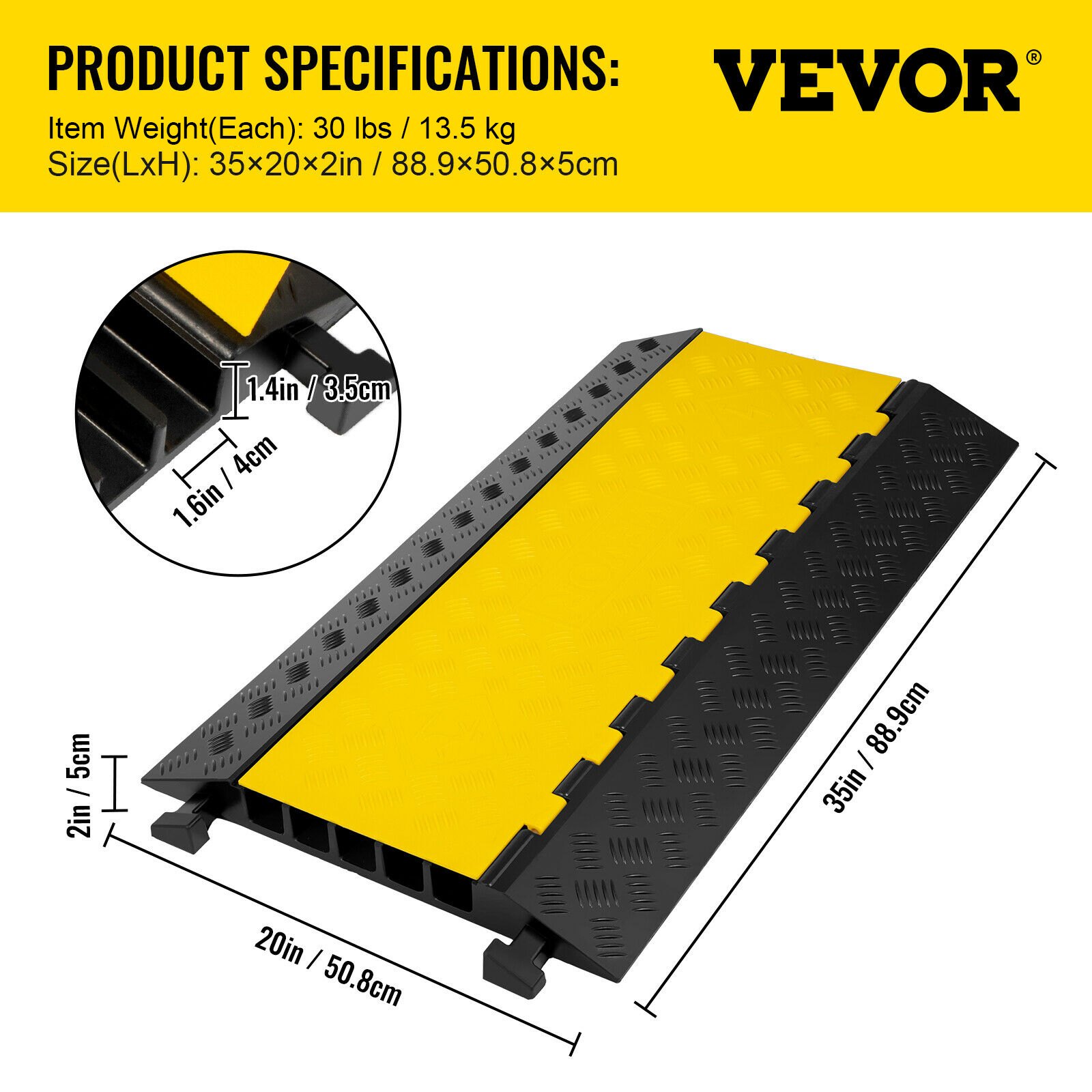 VEVOR 5 Channel Cable Protectors Extreme Rubber Cable Ramps Heavy Duty ...