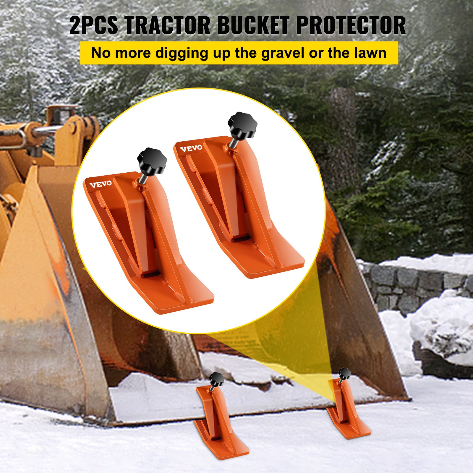 VEVOR Tractor Bucket Protector, 2pcs Ski Edge Protector, 12" Long Turf