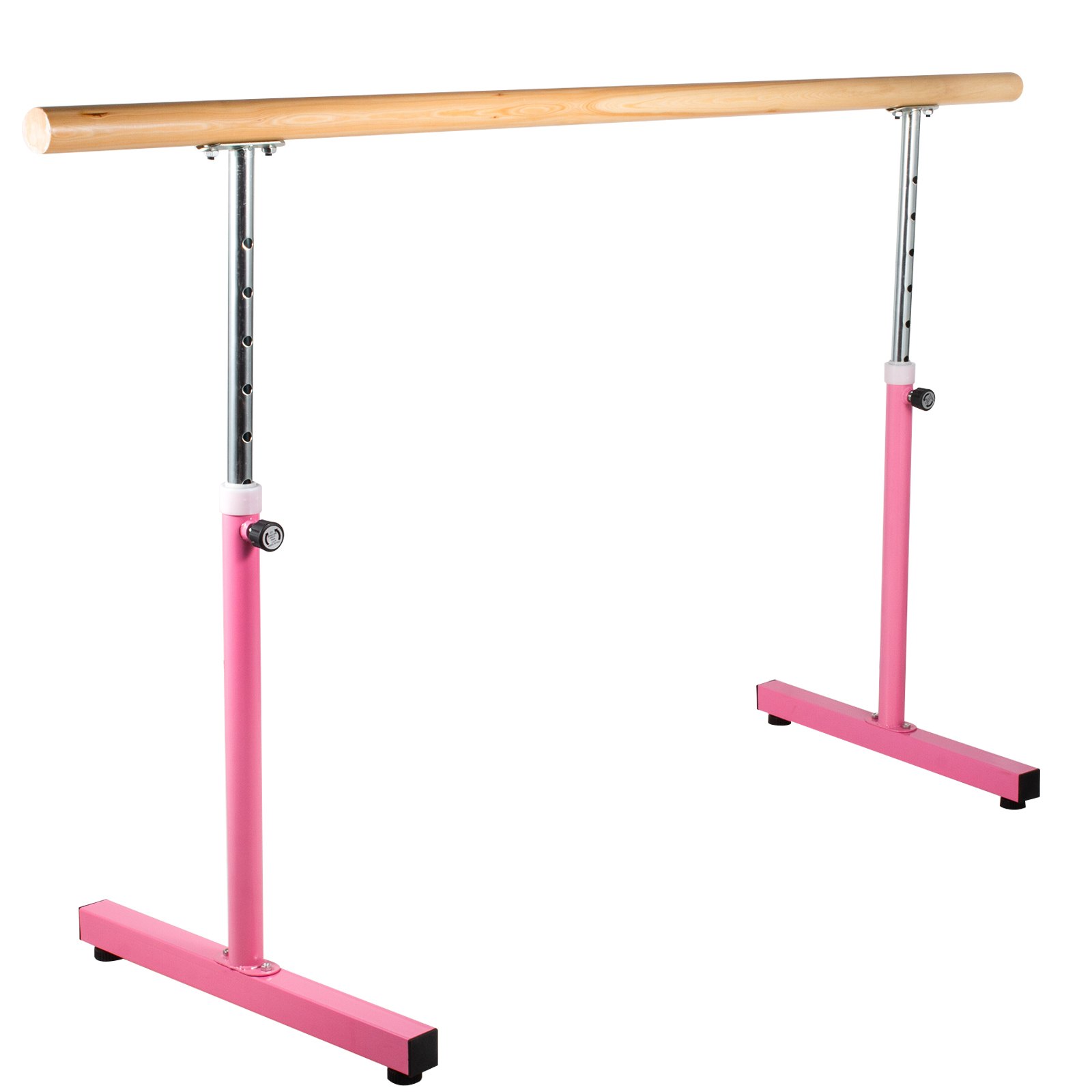 VEVOR 6.5FT Length Single Ballet Barre,Portable Pink Dance Bar,Adjustable Height 2.5FT 3.8FT