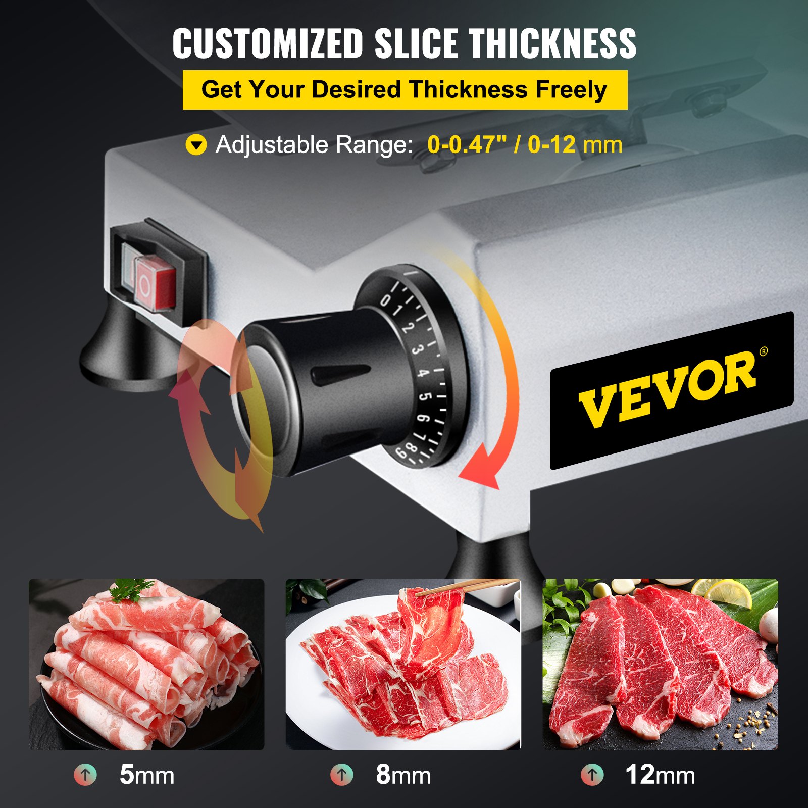 VEVOR Commercial Meat Slicer, 10 inch Electric Food Slicer, 240W Frozen