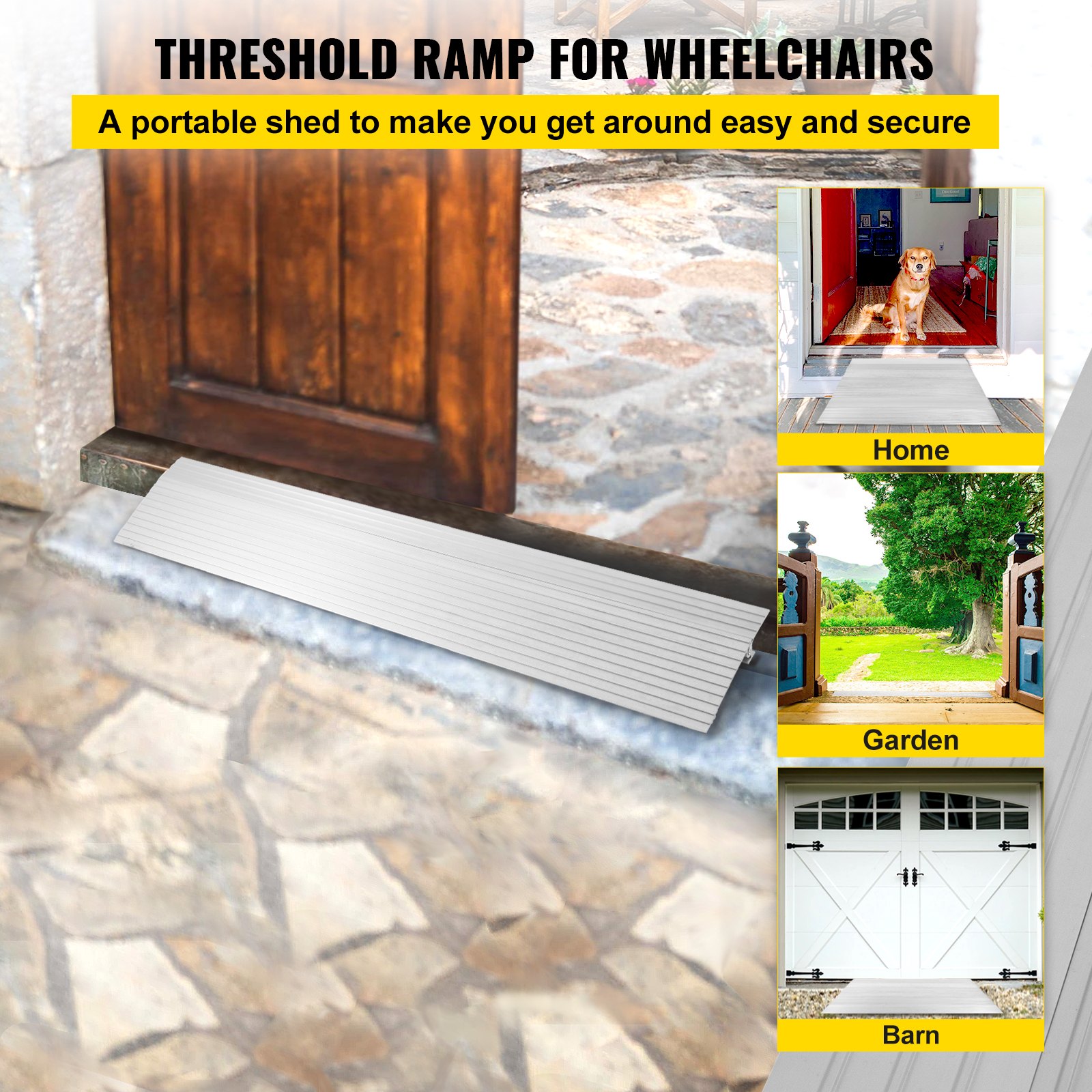 VEVOR Transition Entry Ramp Modular Threshold Ramp Aluminum 1