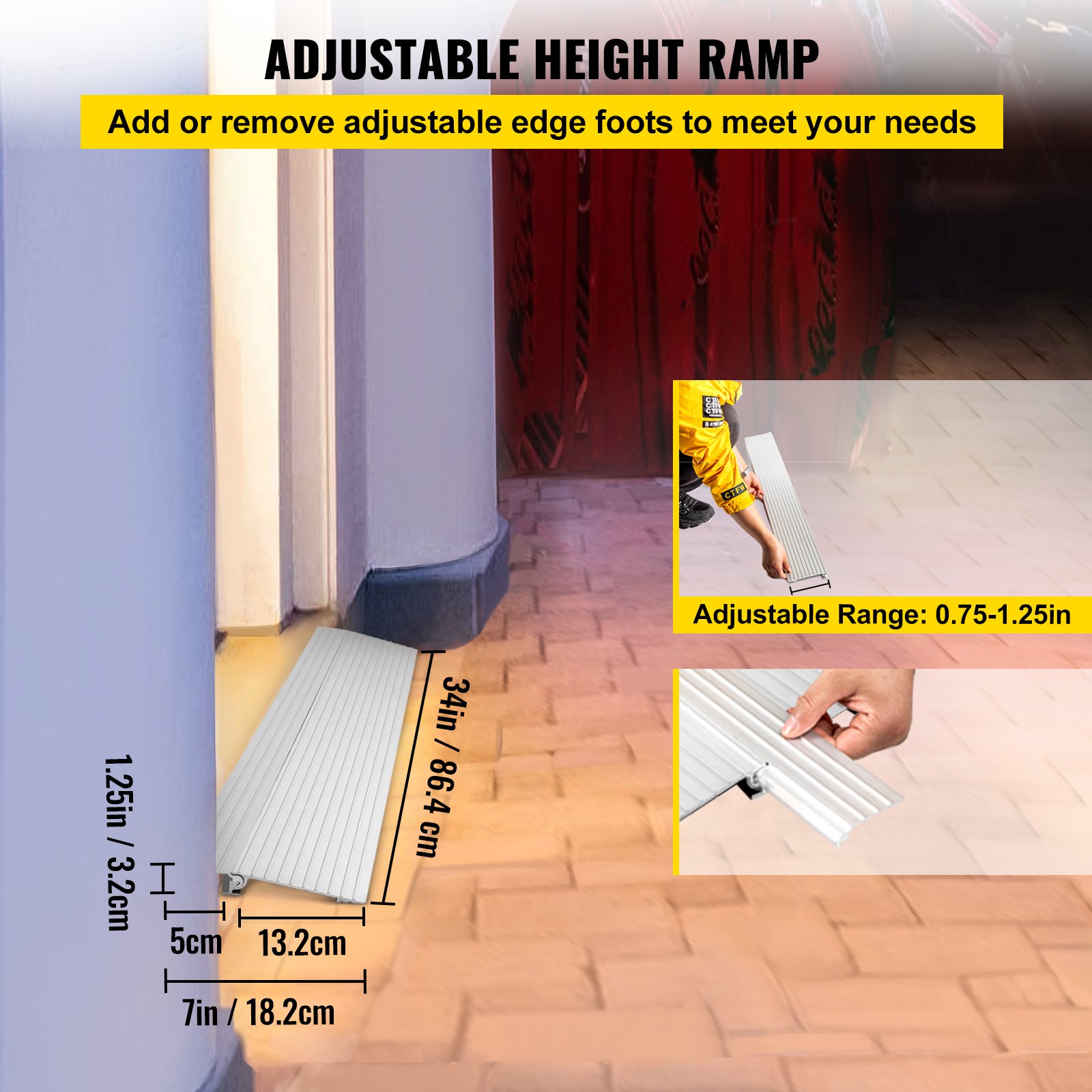 VEVOR Transition Entry Ramp Modular Threshold Ramp Aluminum 1