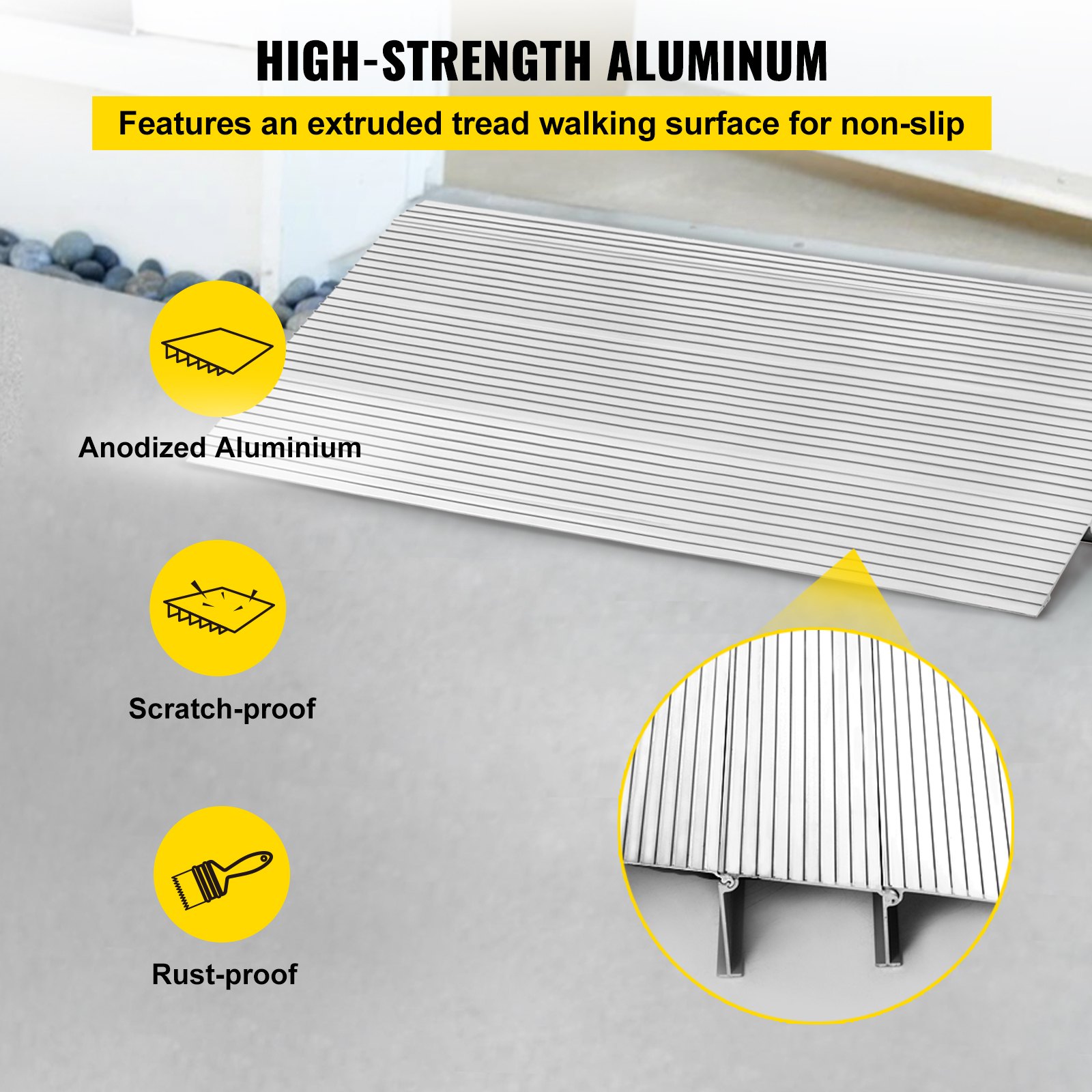Vevor Transition Entry Ramp Modular Threshold Ramp Aluminum 3