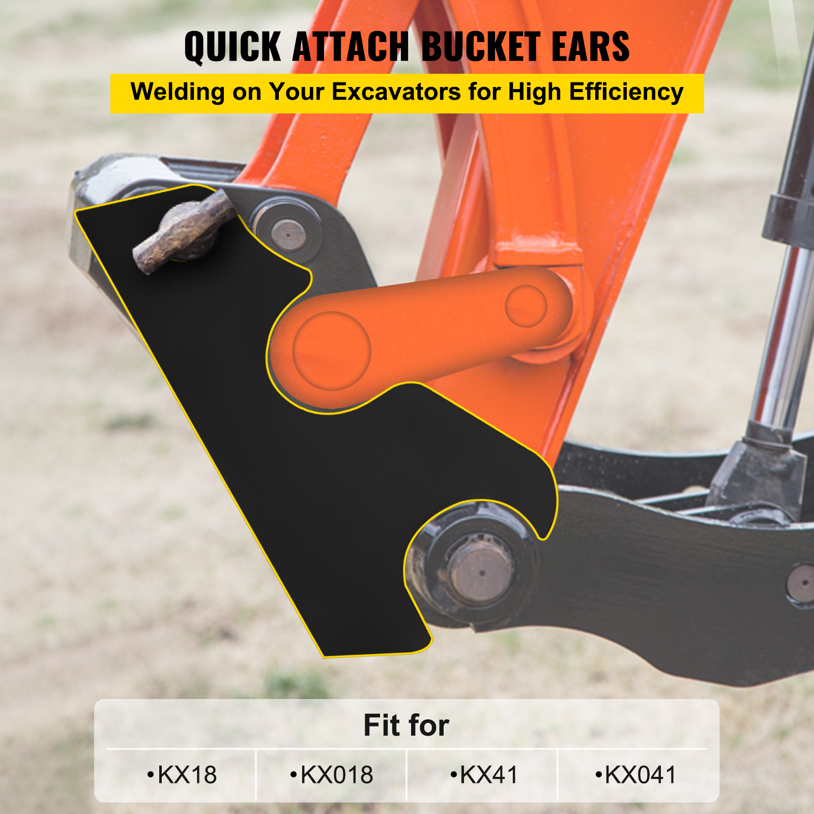 VEVOR Quick Attach Bucket Ears, 3/4" Thickness Excavator Bucket Ears, 2