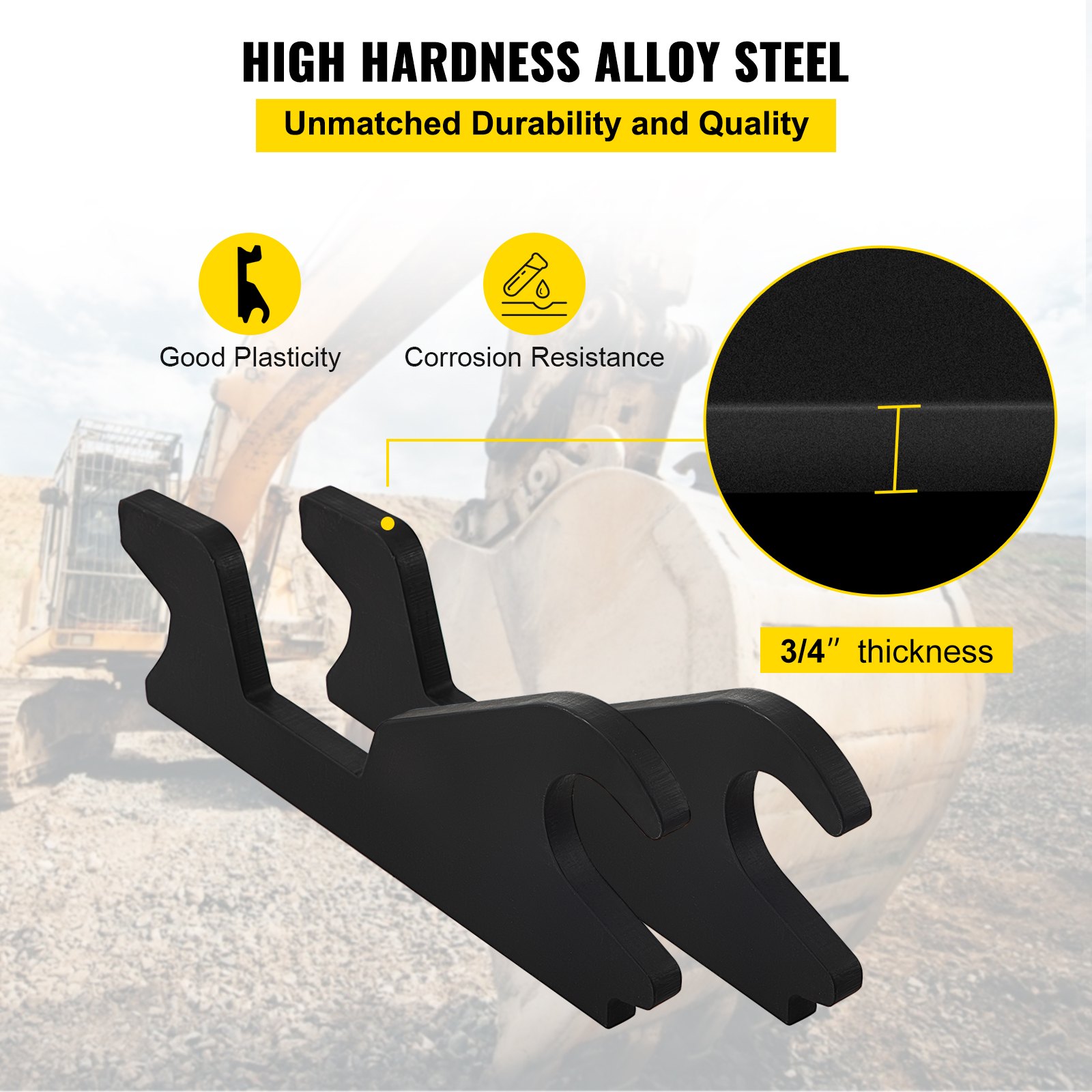 VEVOR Quick Attach Bucket Ears, 3/4" Thickness Excavator Bucket Ears