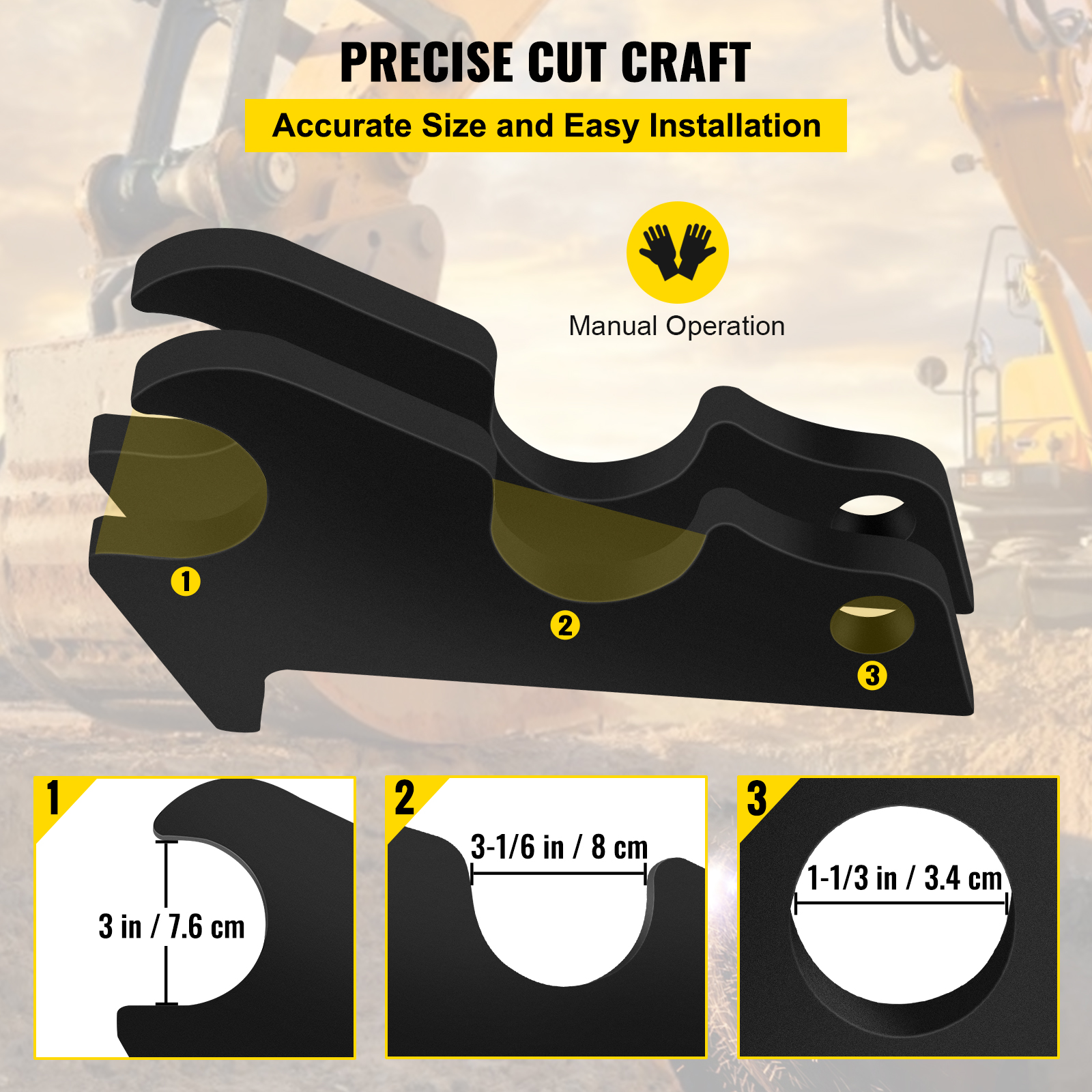 VEVOR Quick Attach Bucket Ears, 3/4" Thickness Excavator Bucket Ears